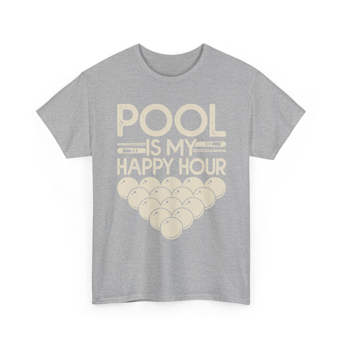 Pool Is My Happy Hour T-Shirt — Billiards Cue & Ball Graphic Tee