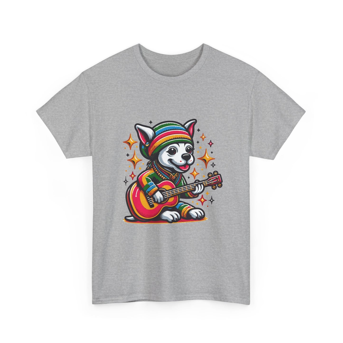 Pup Reggae Guitar Tee — Cute Dog Playing Guitar Graphic T-Shirt