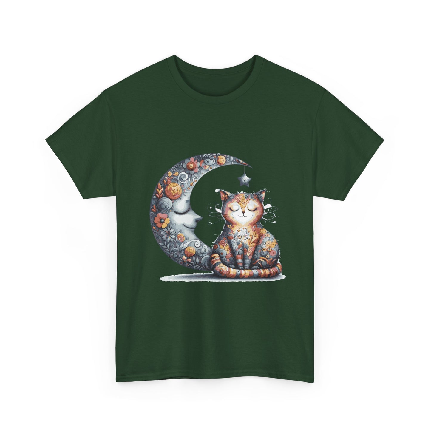 Cat Moon T-Shirt — Whimsical Cosmic Cat Graphic Tee