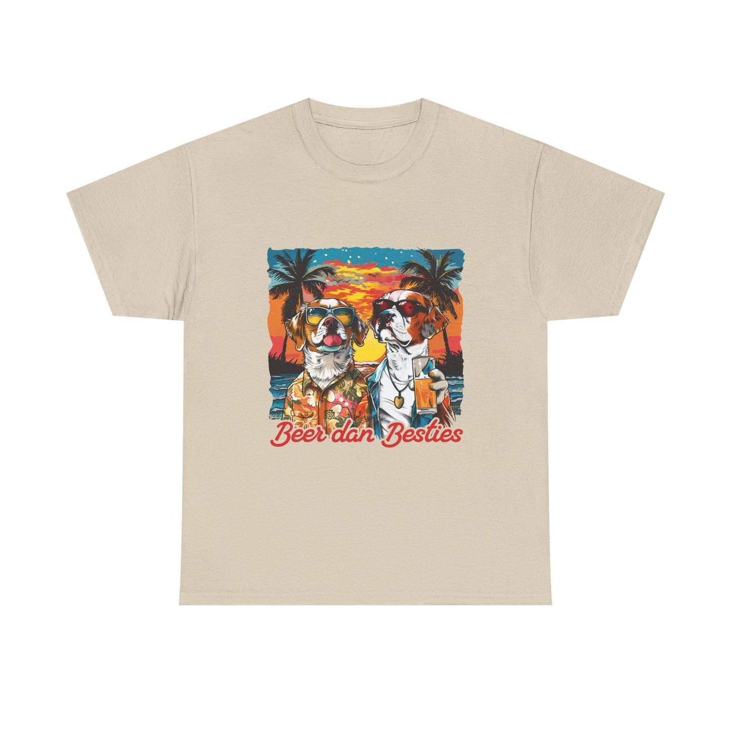 T-Shirt — 'Beer dan Besties' Retro Sunset Dogs Tee