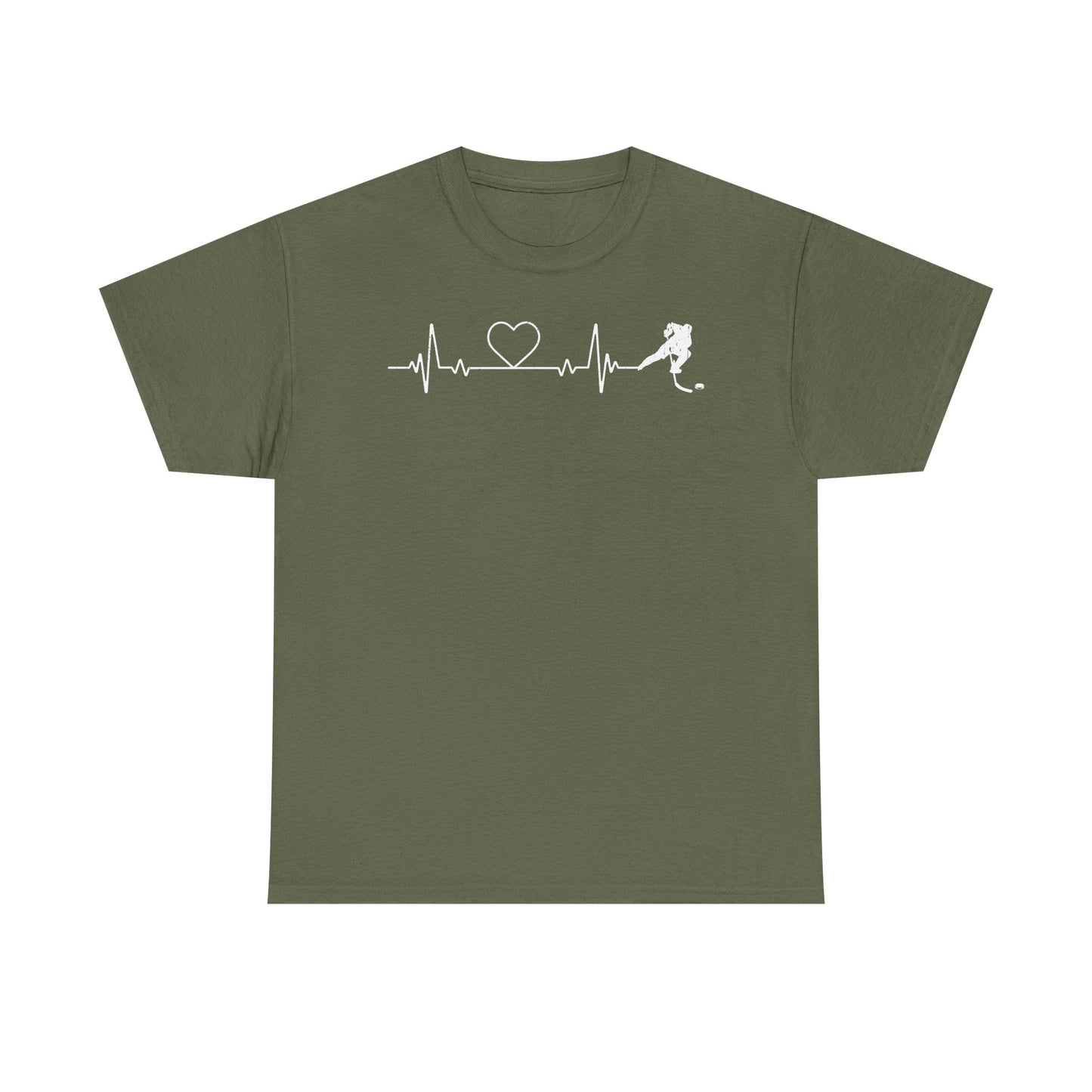 Running Heartbeat T-Shirt — Runner ECG Line with Heart Graphic