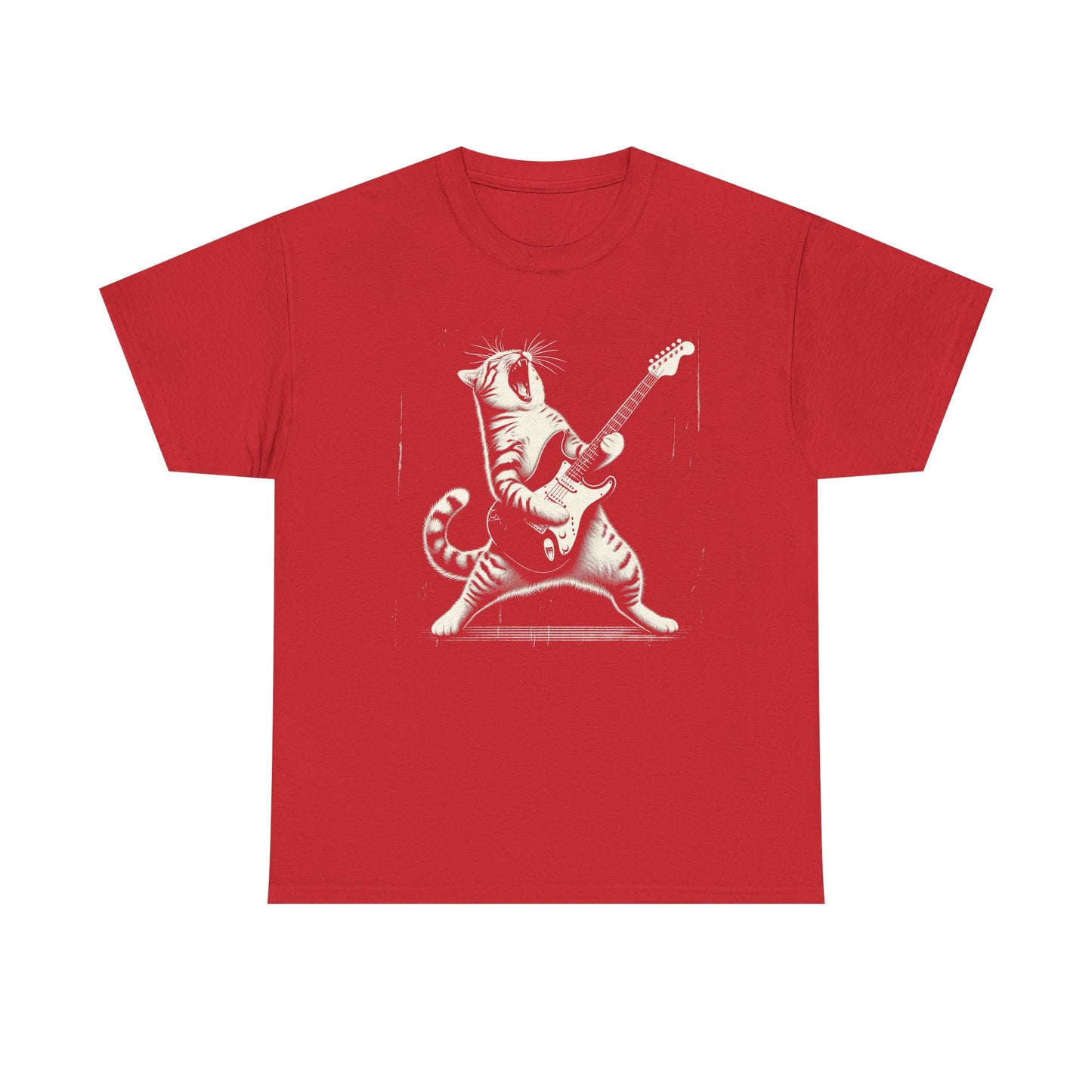 Cat Rocker T-Shirt — Guitar Playing Cat Vintage Band Tee