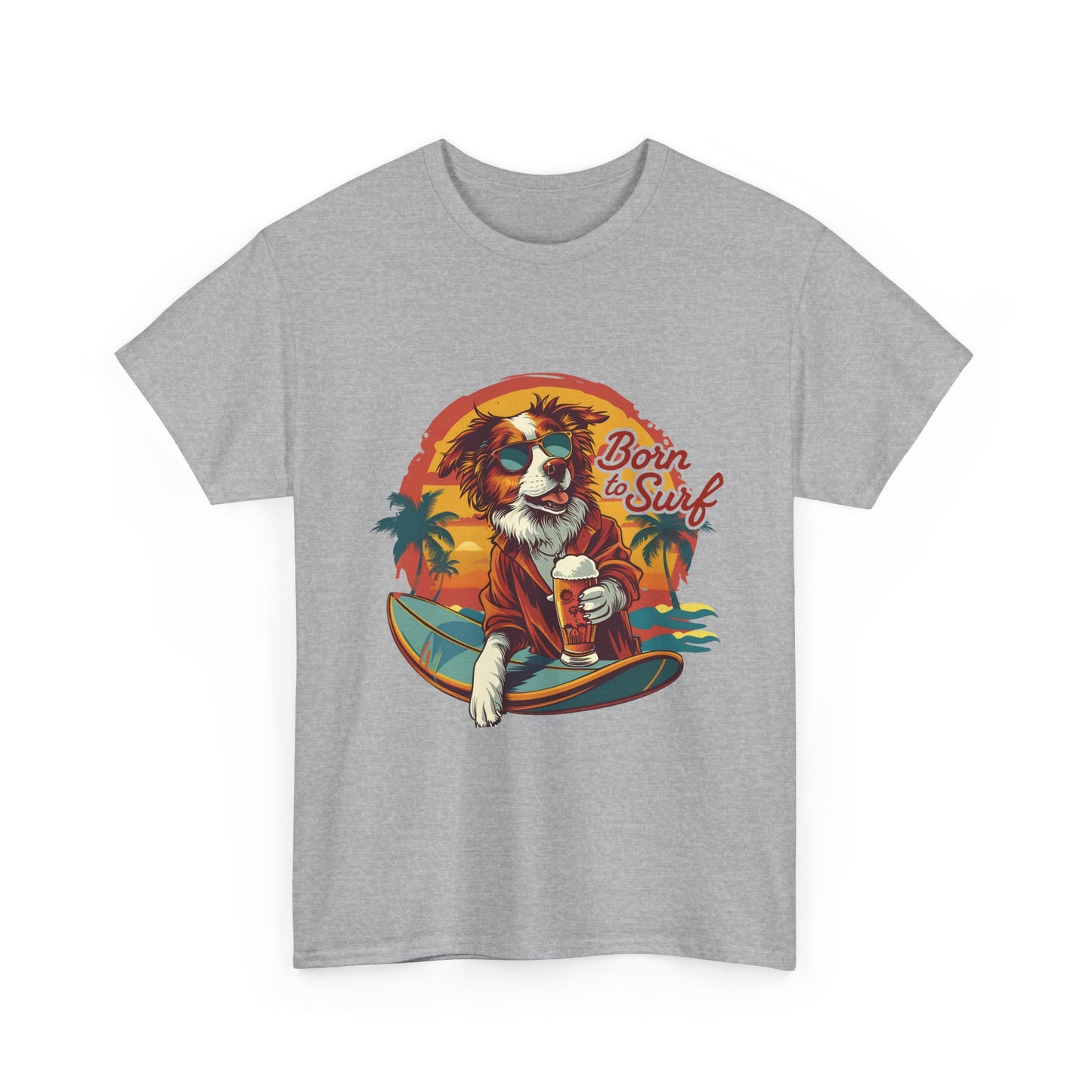 T-Shirt - "Born to Surf" Surfing Dog Graphic Tee