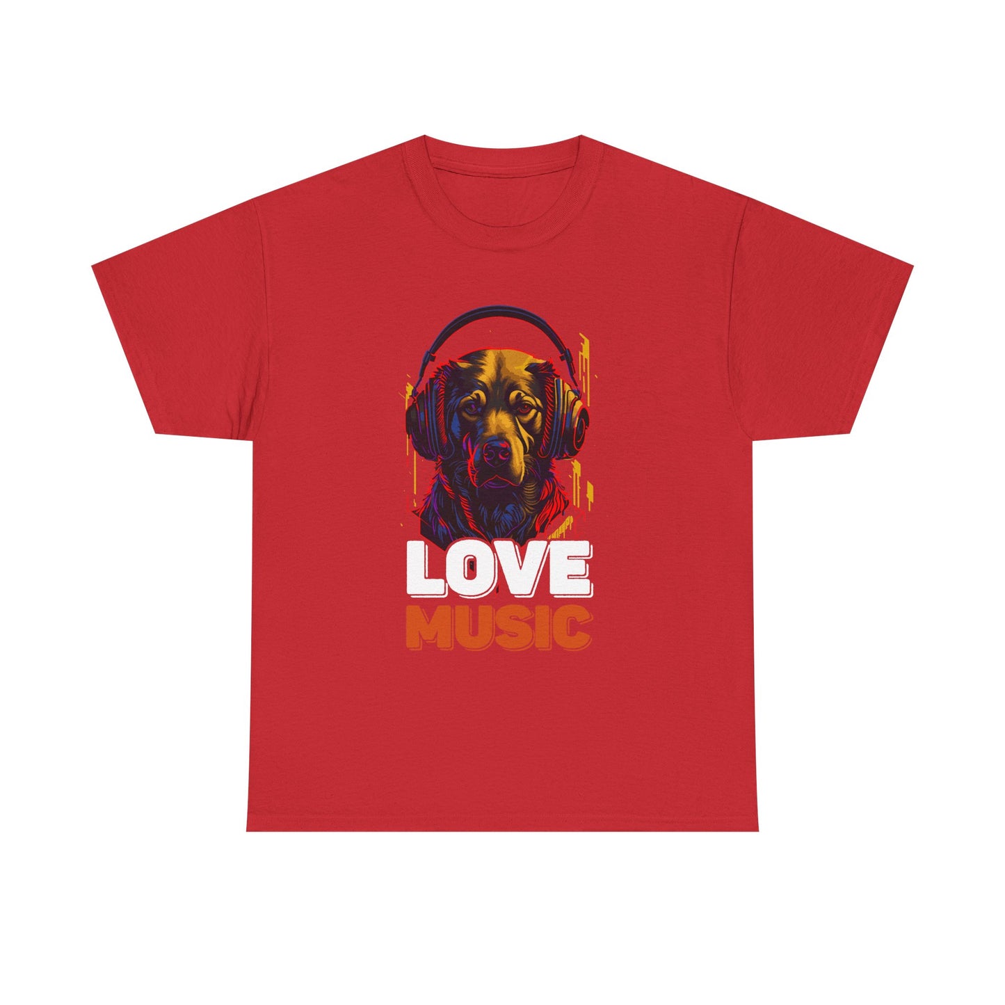 Love Music Dog Tee — Retro Headphones Graphic T-Shirt