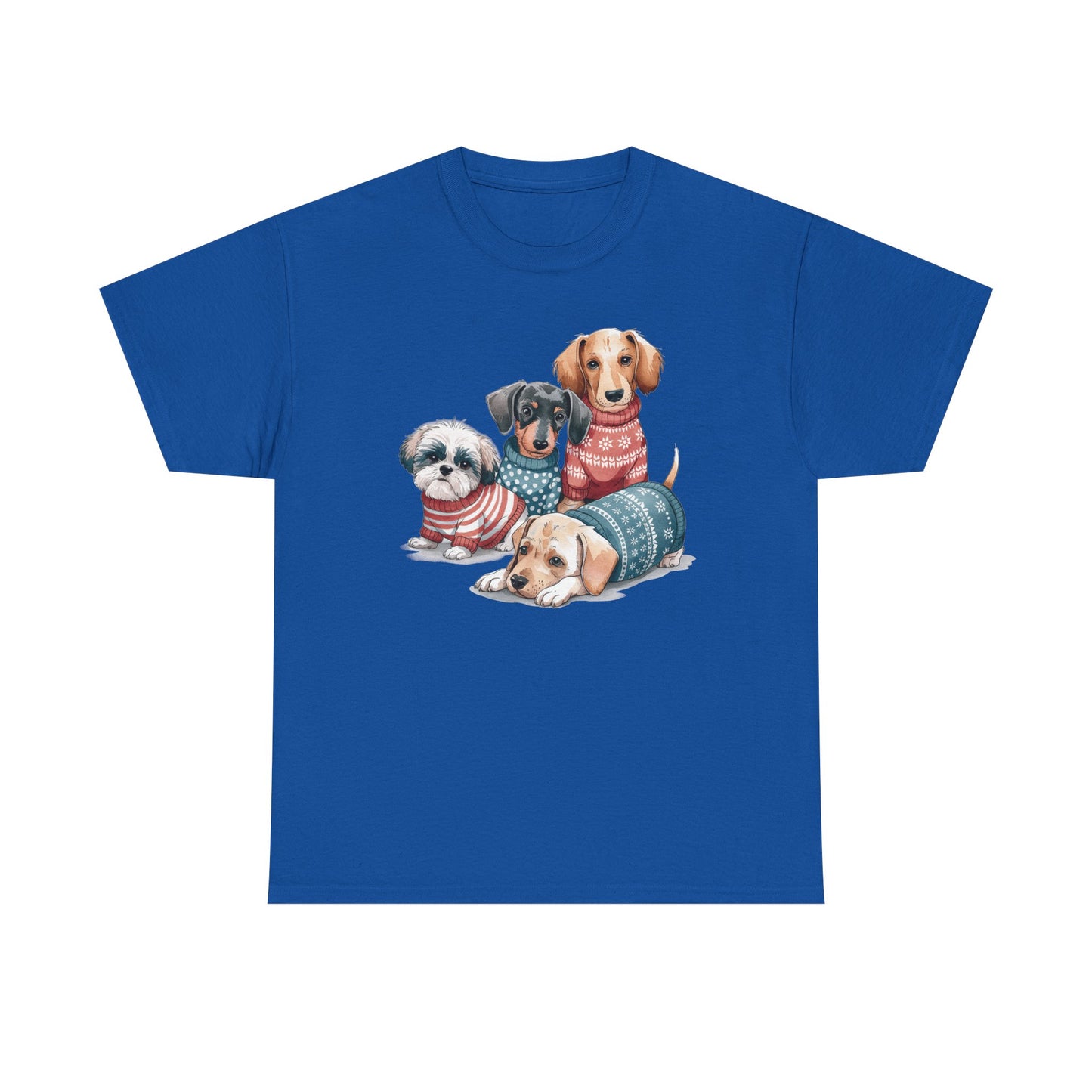 Dog Squad Tee — Cute Puppies in Cozy Sweaters Graphic T-Shirt