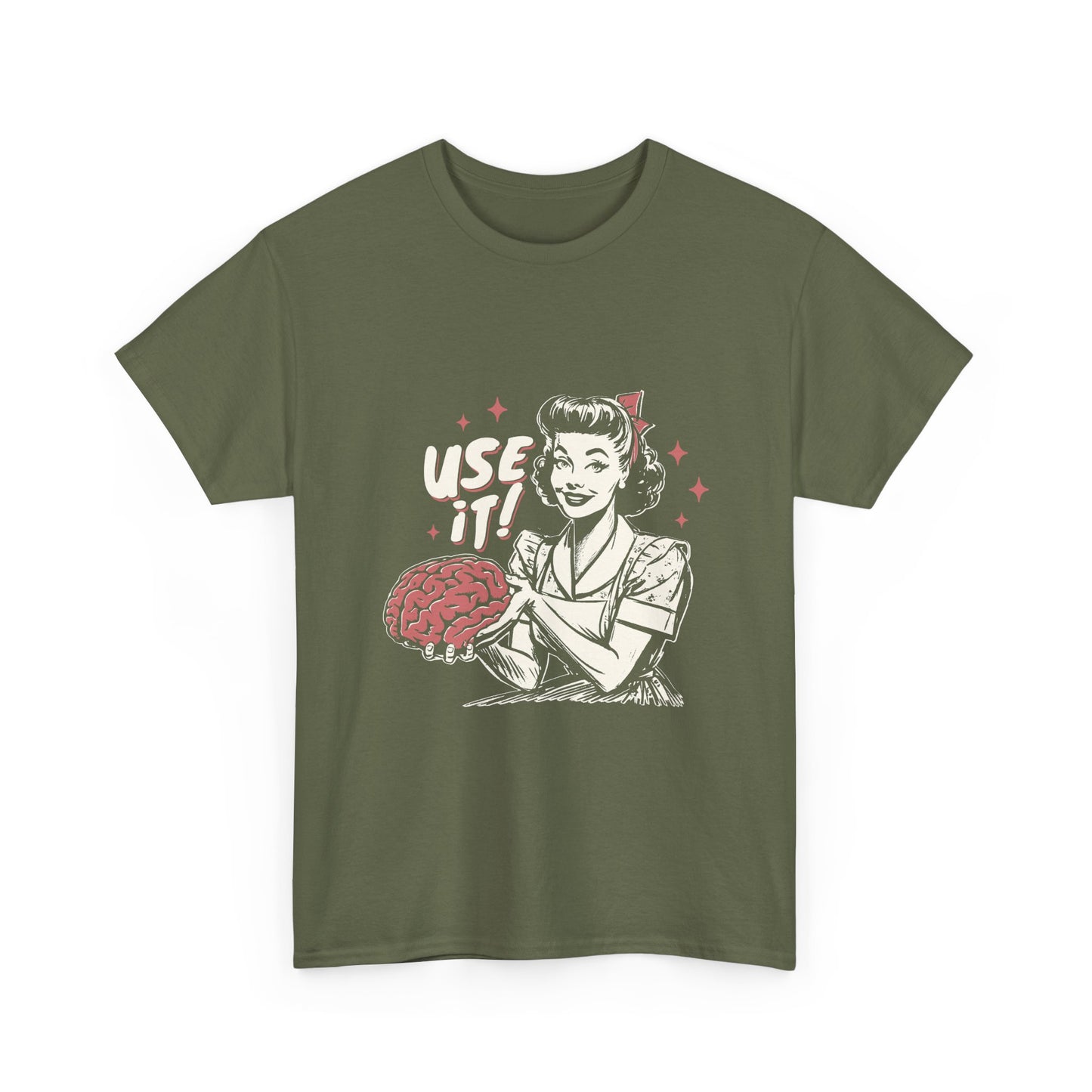 Use It! Retro Nurse Holding Brain Vintage Graphic Tee