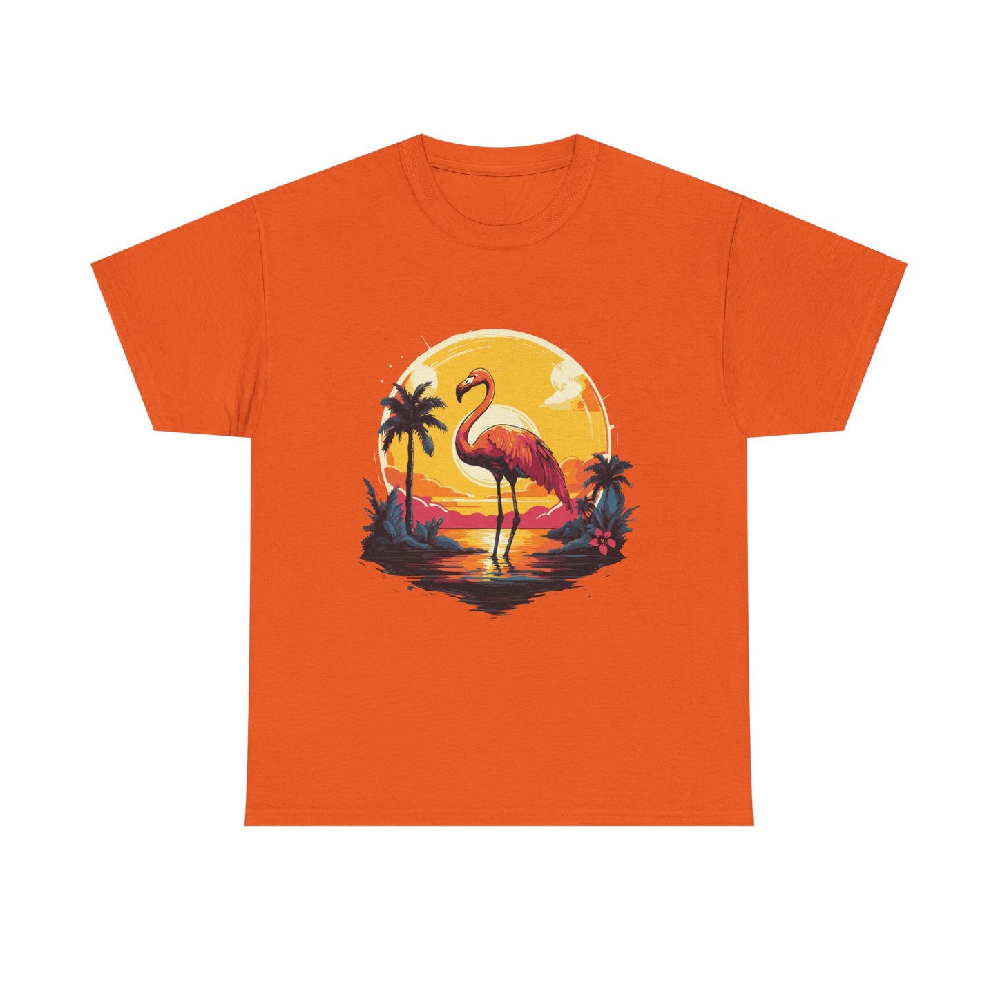 Flamingo Sunset Tee — Tropical Beach Vintage Graphic T-Shirt