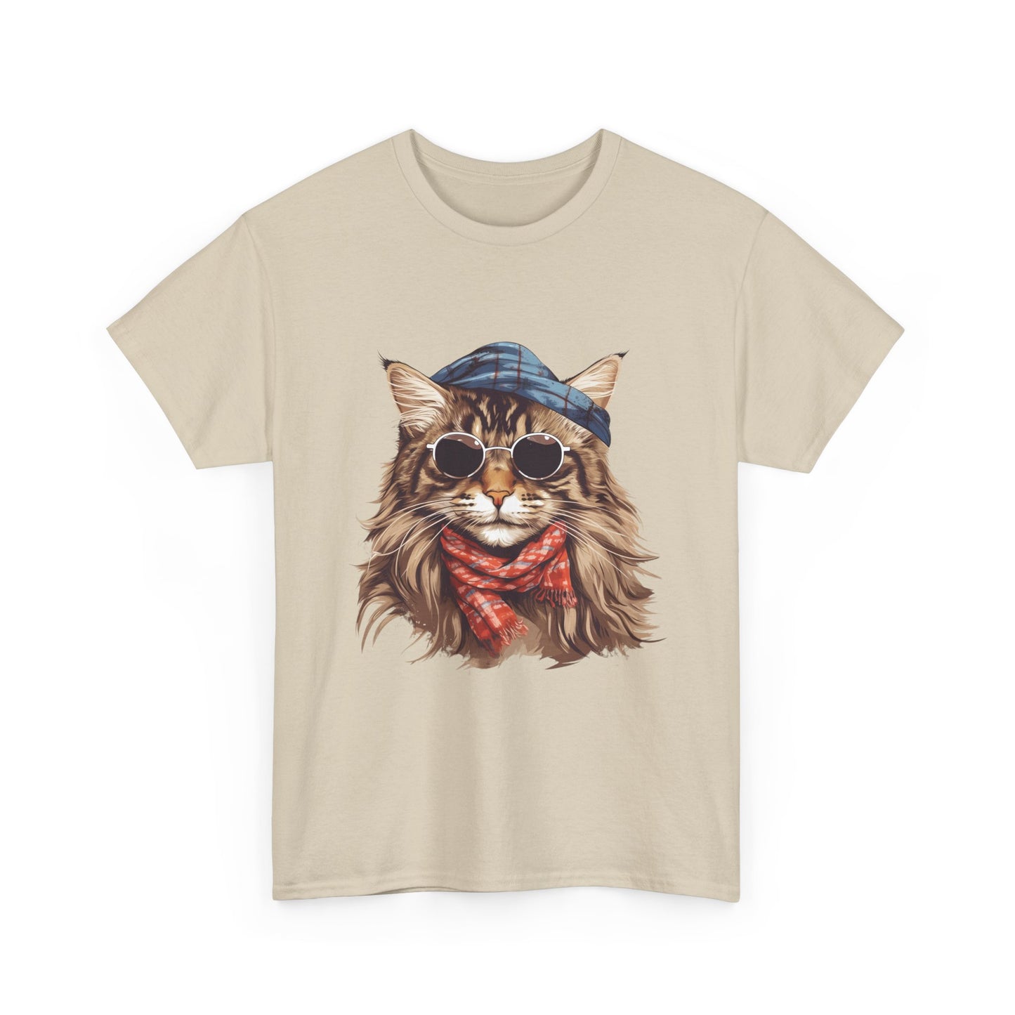 Cat Portrait Tee — Hipster Cat with Sunglasses & Bandana Graphic T-Shirt