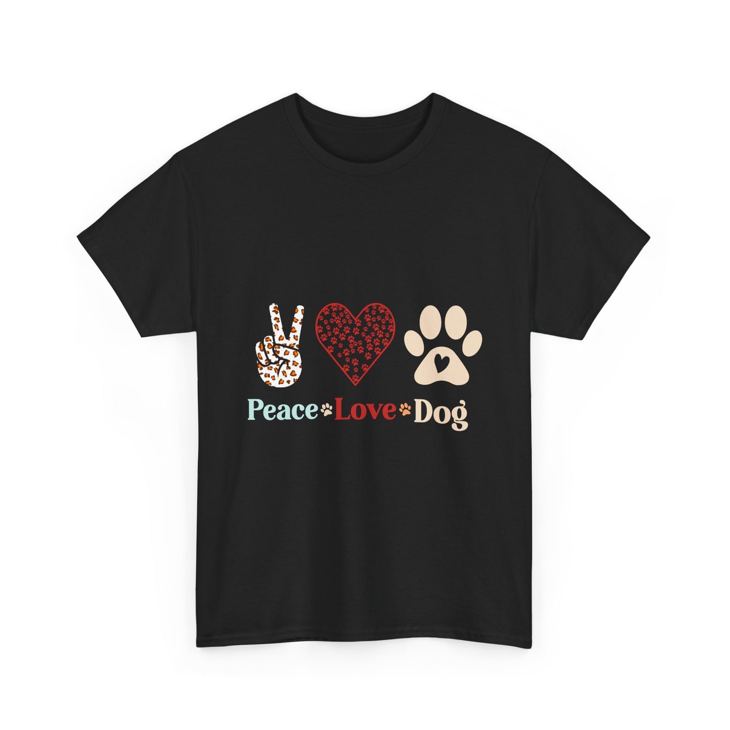 Peace Love Dog T-Shirt - Paw Print & Peace Sign Graphic Tee for Dog Lovers