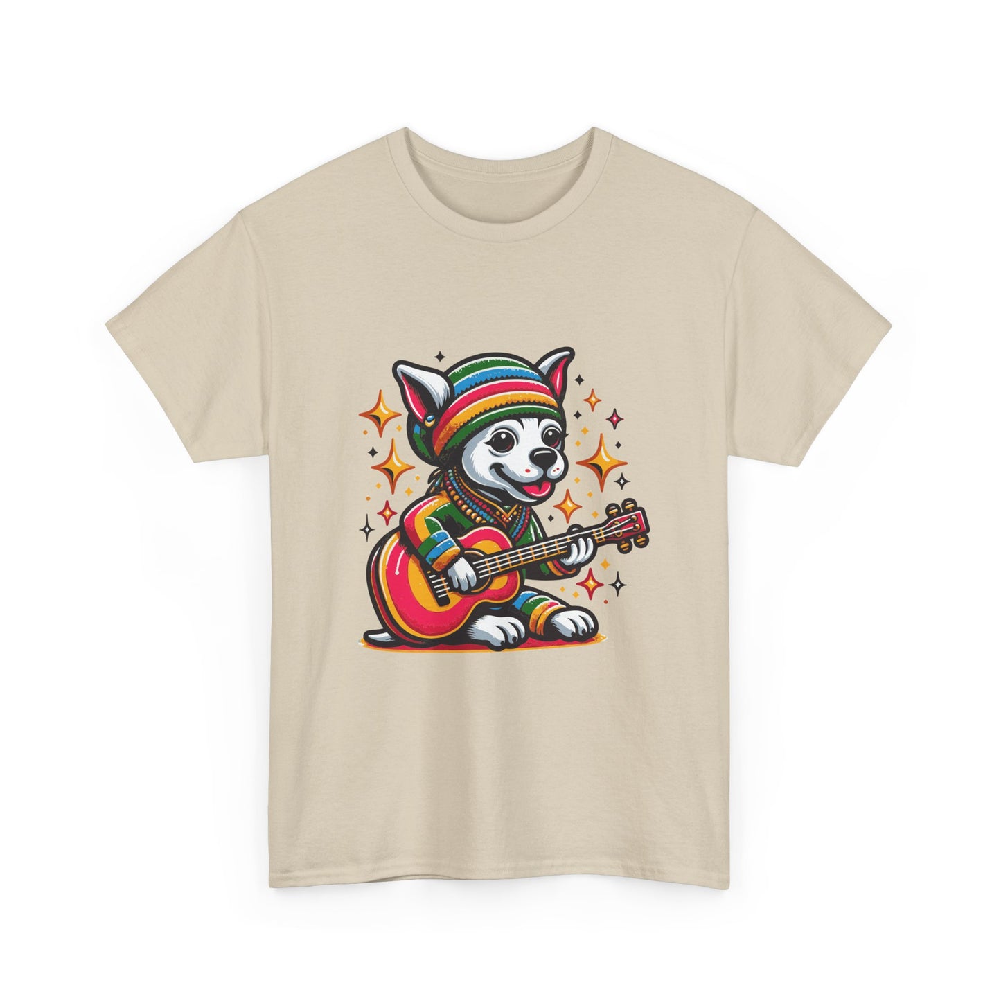 Pup Reggae Guitar Tee — Cute Dog Playing Guitar Graphic T-Shirt