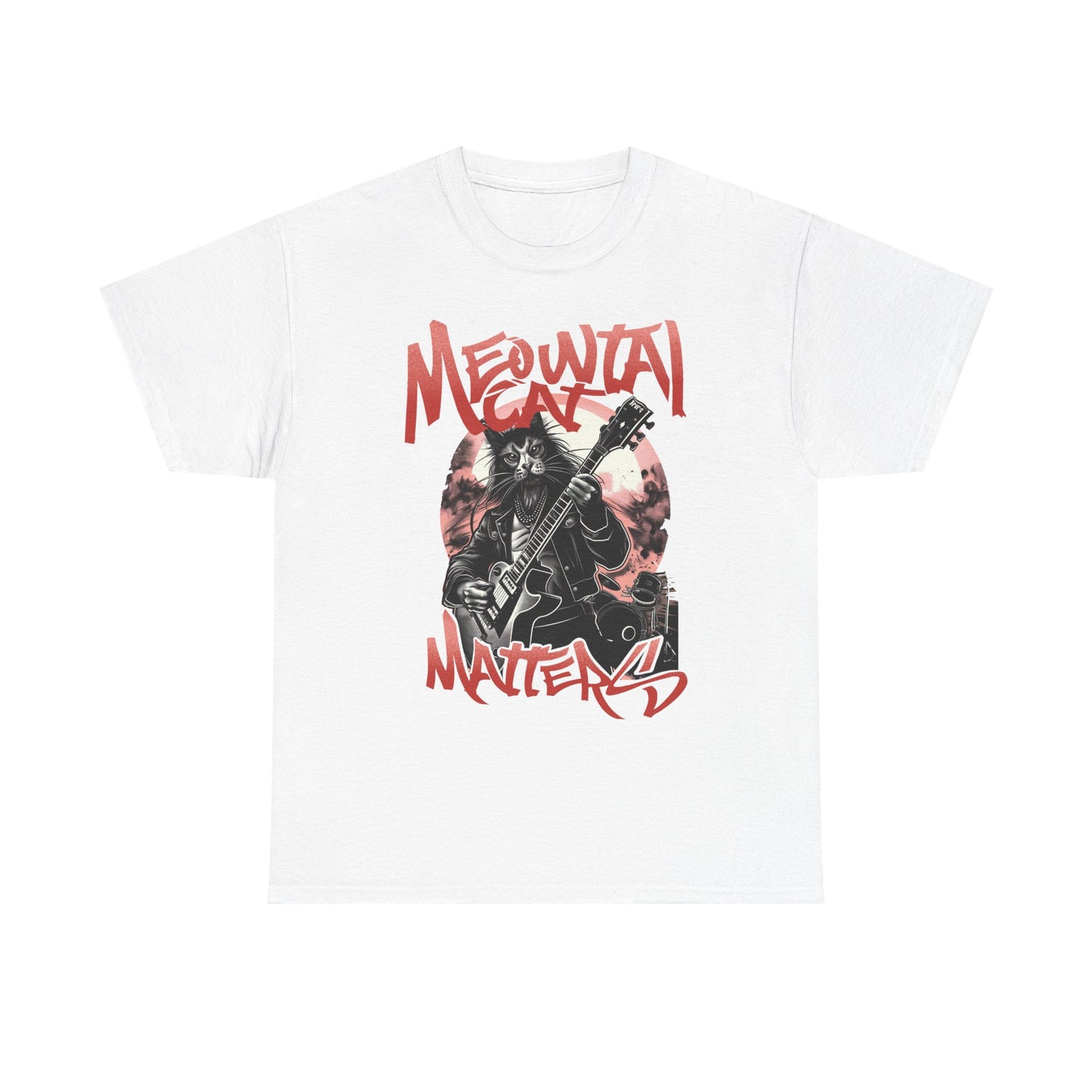 Cat Metal T-Shirt – “Meowtal Matters” Rock Guitar Cat Tee