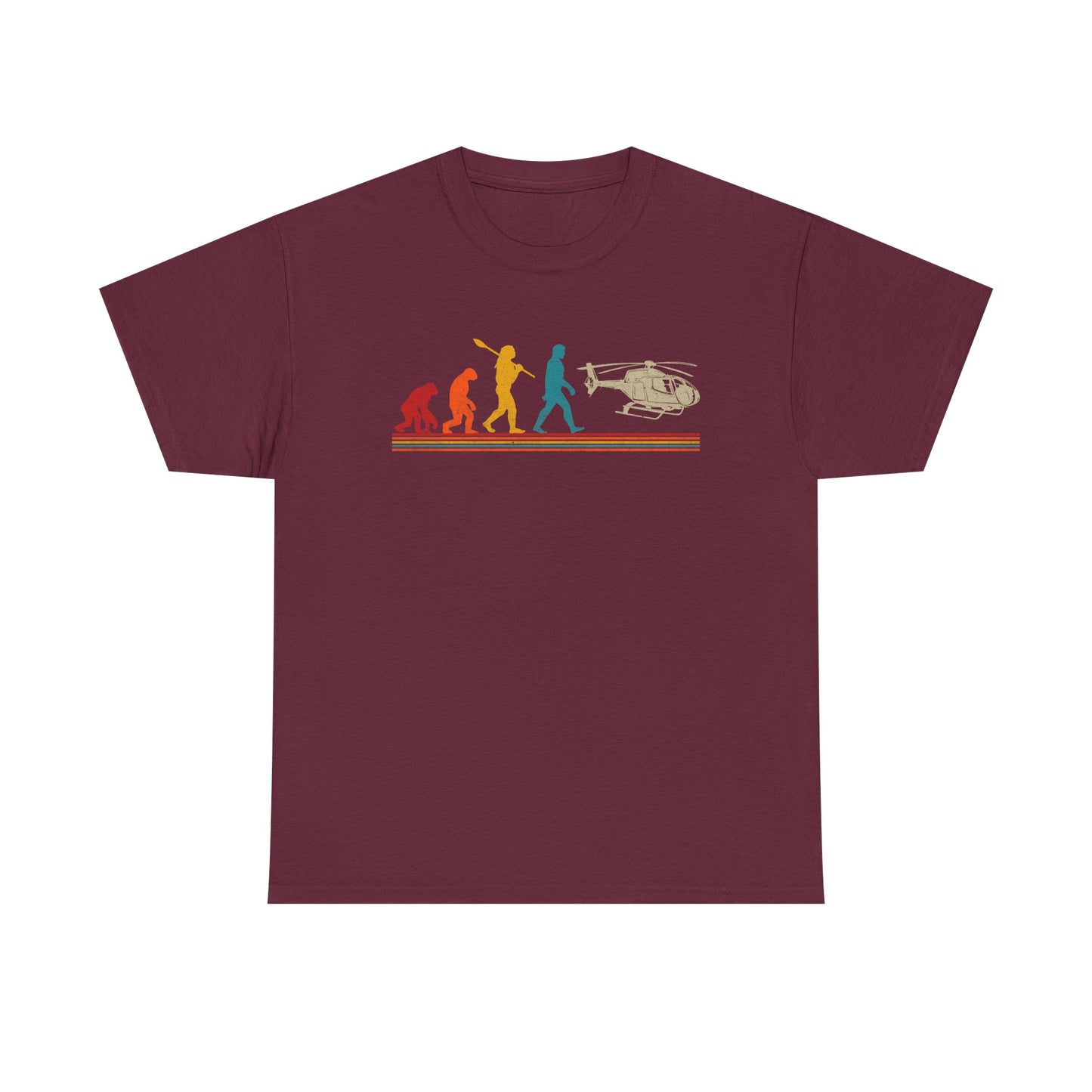 T-Shirt - Evolution of Man to Helicopter Vintage Graphic Tee