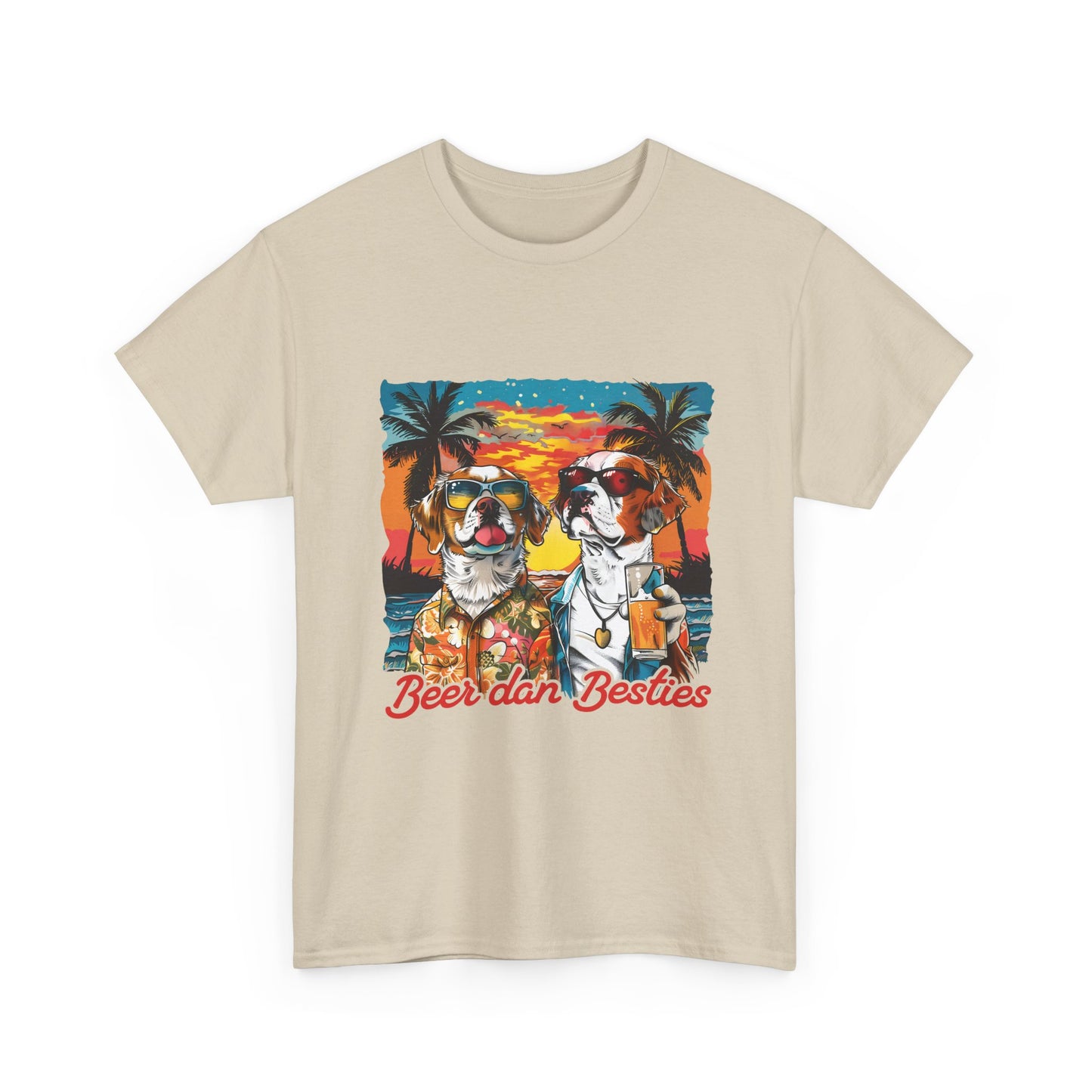 T-Shirt — 'Beer dan Besties' Retro Sunset Dogs Tee
