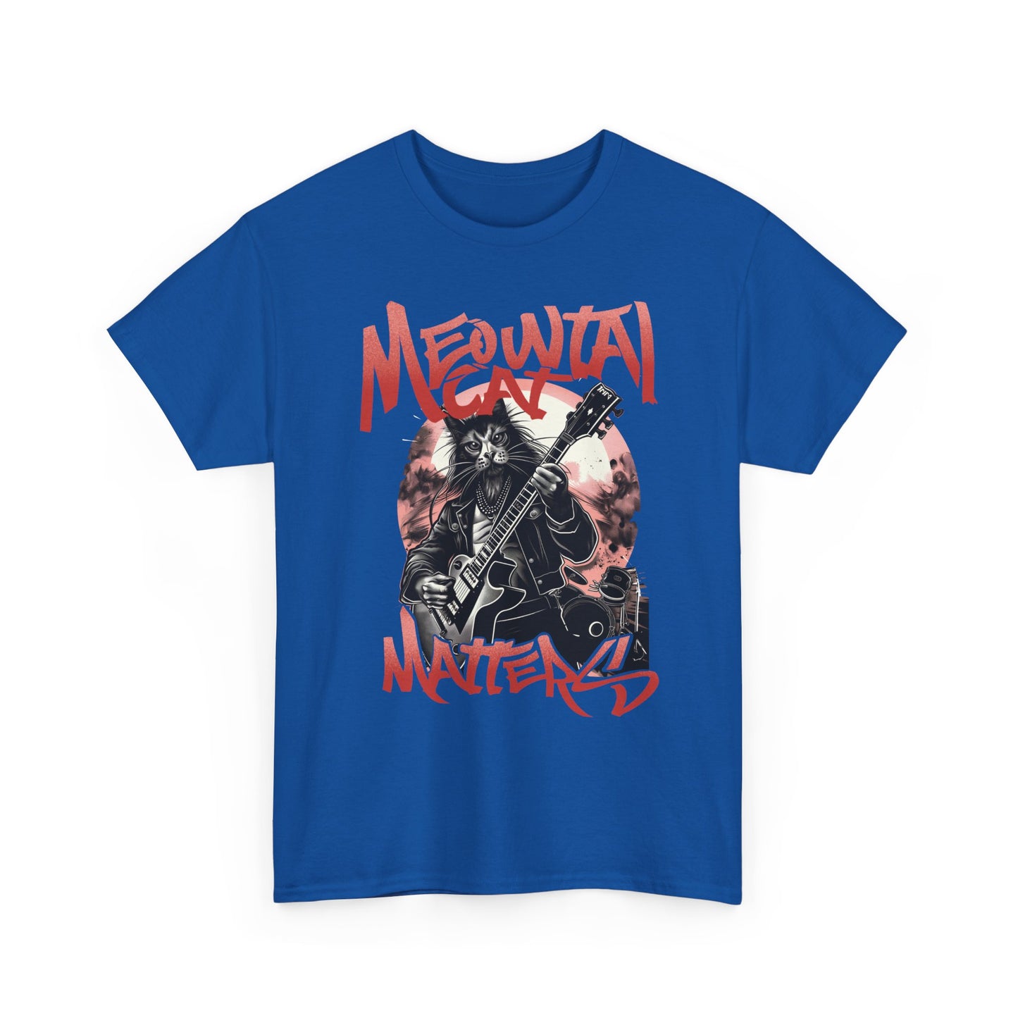Cat Metal T-Shirt – “Meowtal Matters” Rock Guitar Cat Tee