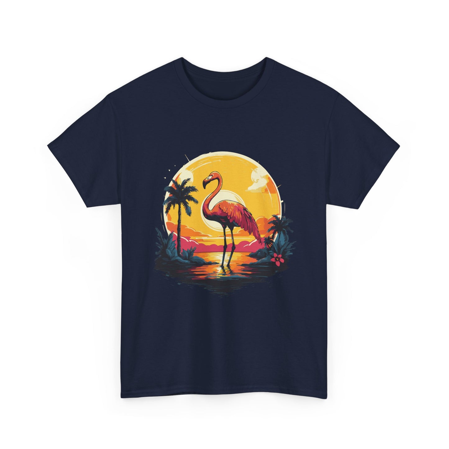 Flamingo Sunset Tee — Tropical Beach Vintage Graphic T-Shirt