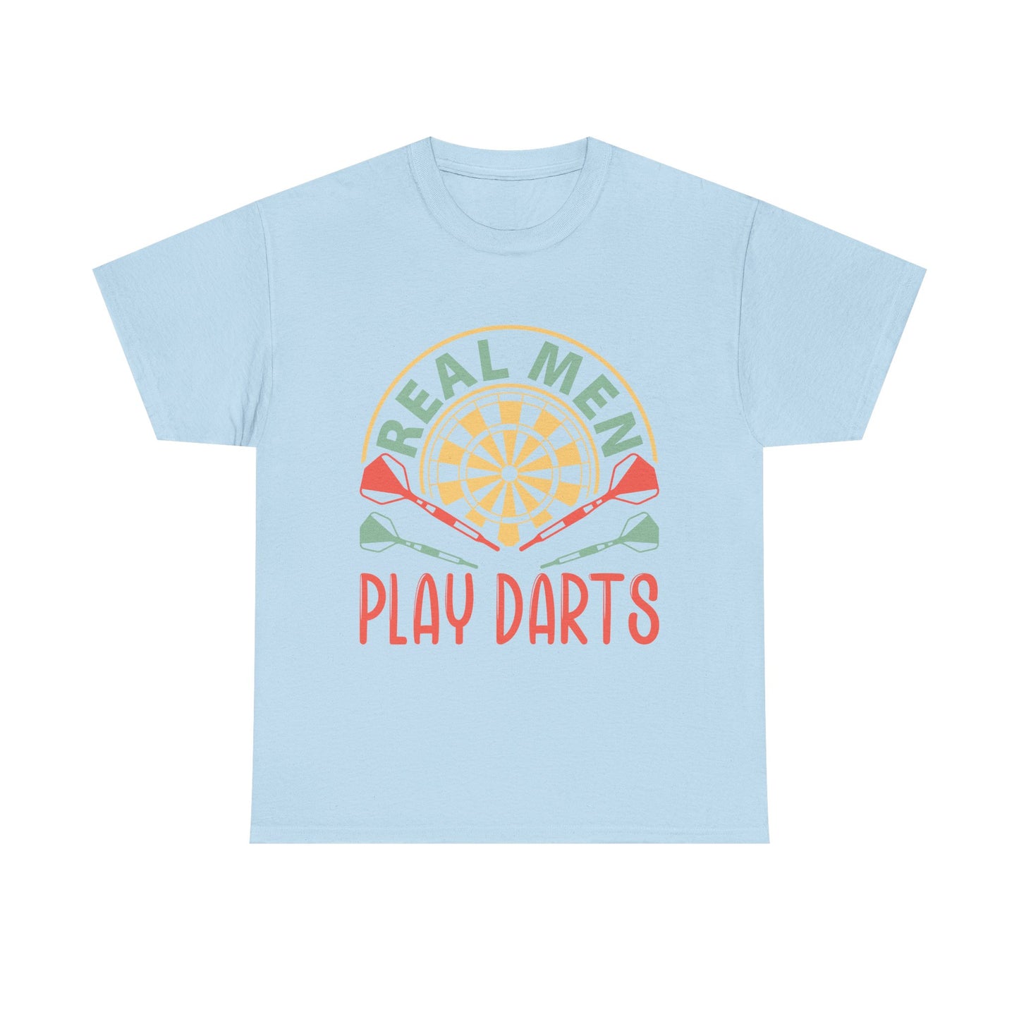 Darts T-Shirt — “Real Men Play Darts” Retro Dartboard Tee