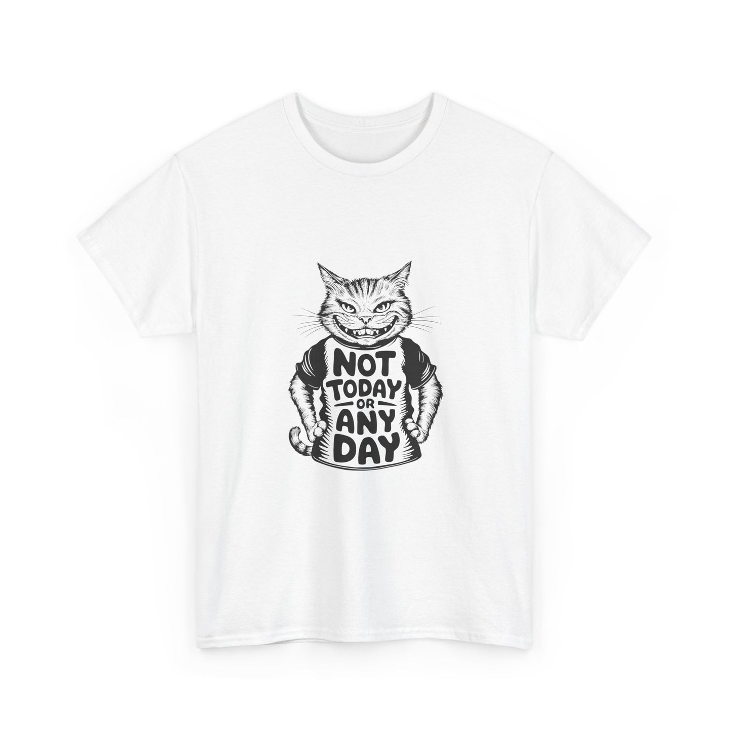 Cat Graphic Tee — “Not Today Any Day” Funny Grumpy Cat T‑Shirt