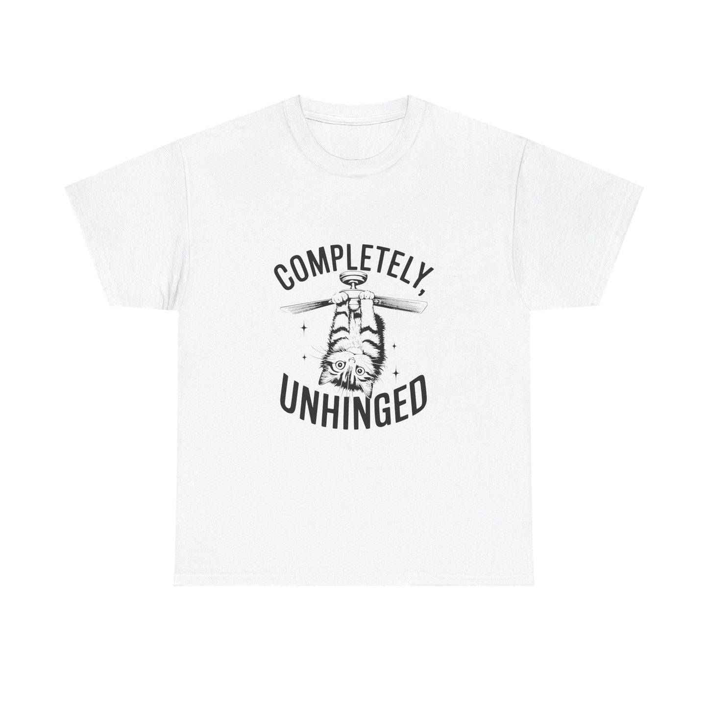Funny T-Shirt — Completely Unhinged Graphic Tee (Vintage Cat Illustration)