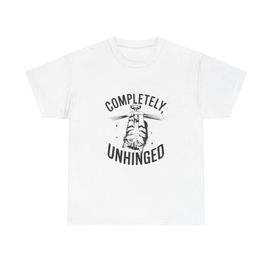 Funny T-Shirt — Completely Unhinged Graphic Tee (Vintage Cat Illustration)