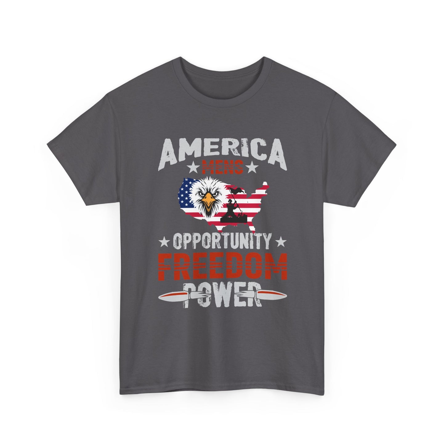 Freedom Power Patriotic T‑Shirt — America Opportunity & Veterans Flag Design