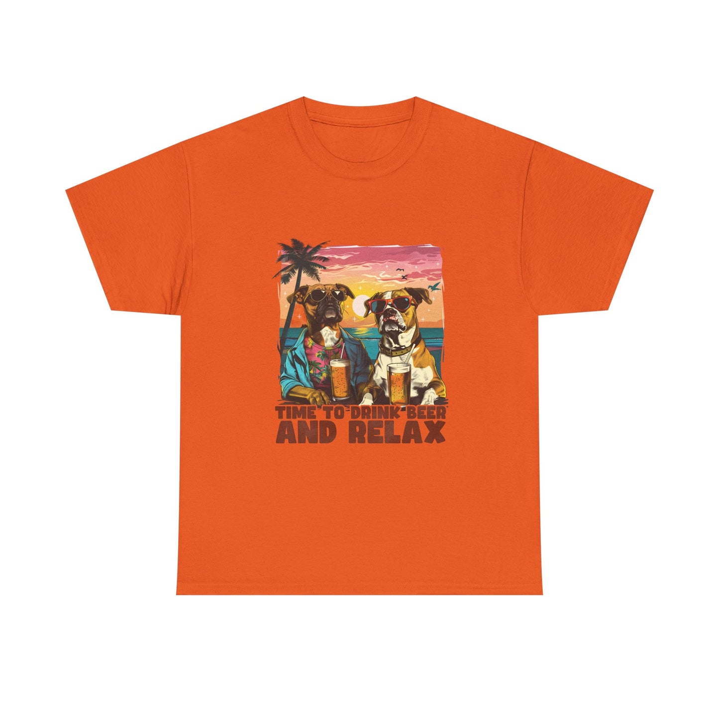 Time to Drink Beer and Relax T-Shirt — Retro Beach Dogs Design
