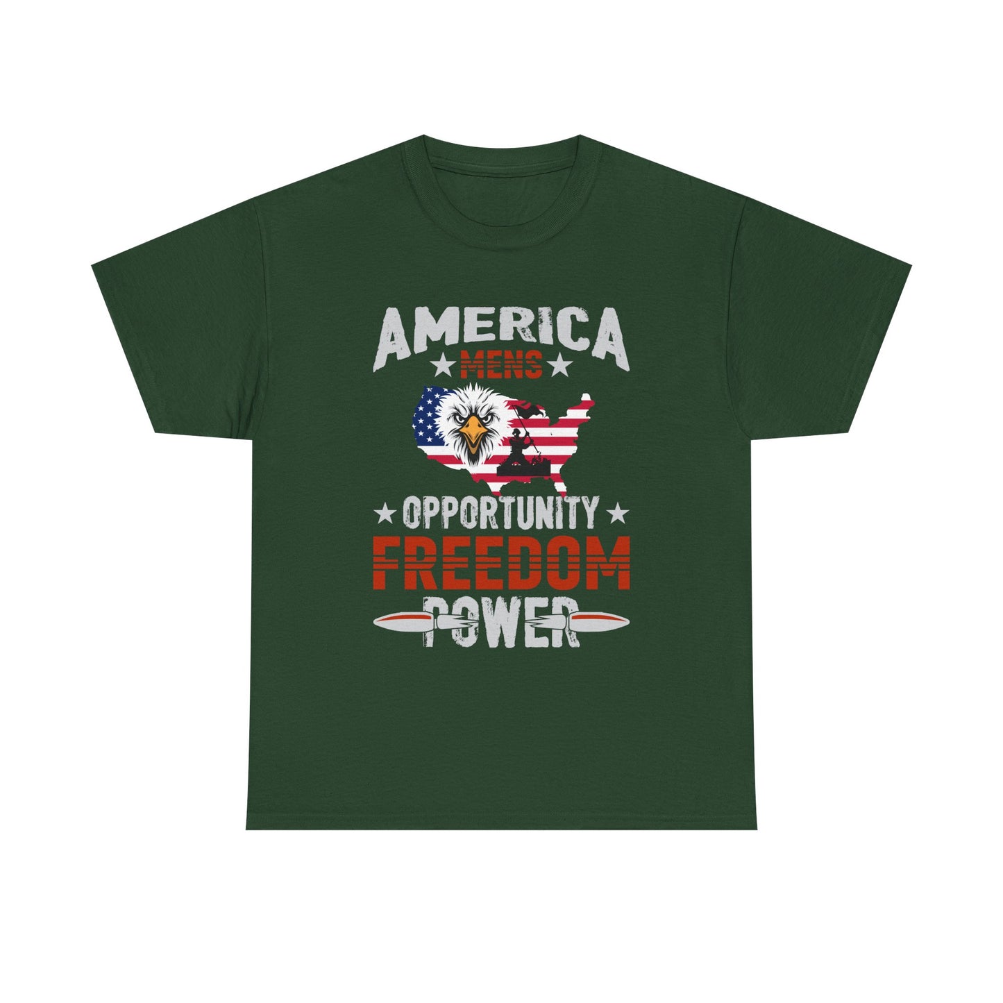 Freedom Power Patriotic T‑Shirt — America Opportunity & Veterans Flag Design