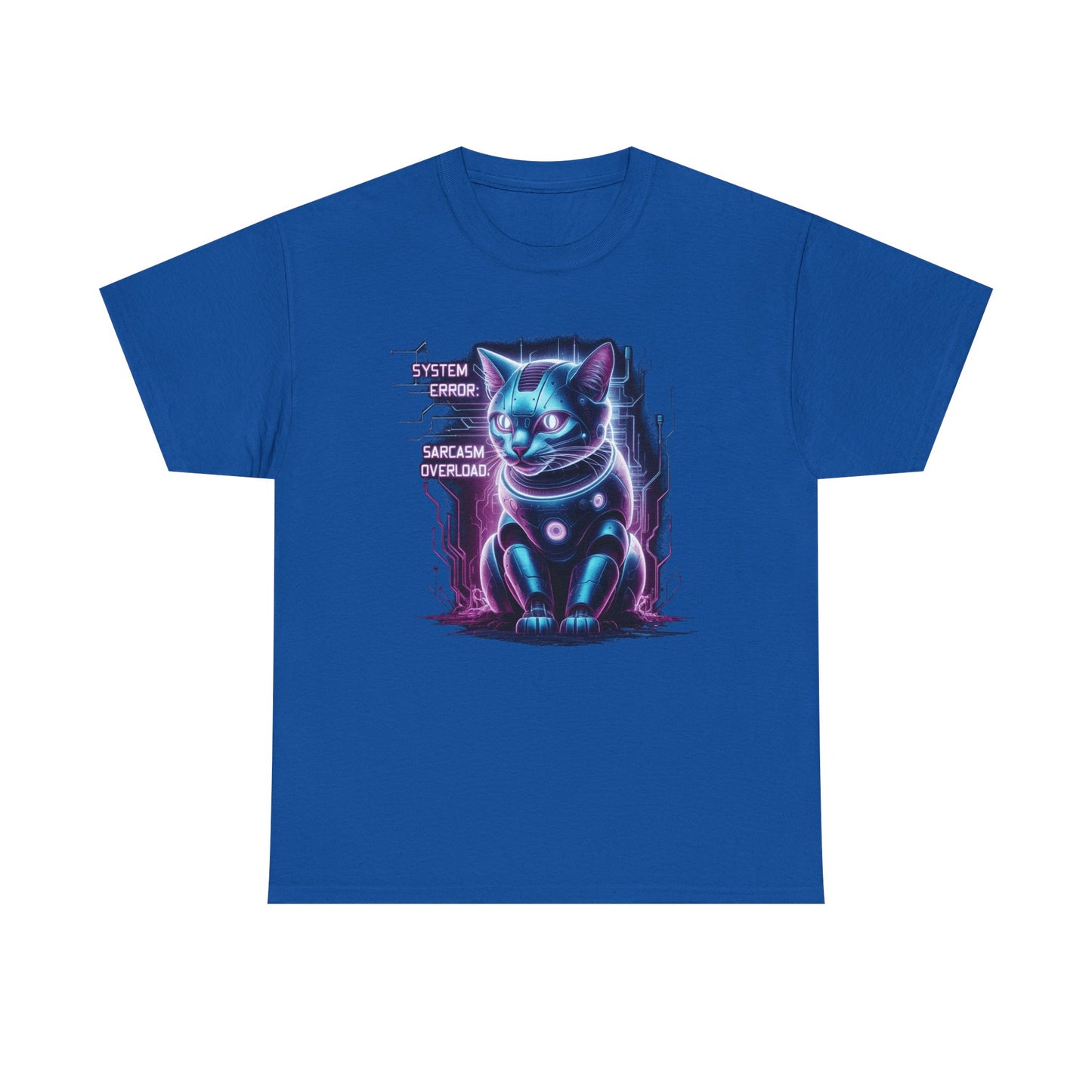 Neon Cyberpunk Lucky Cat T-Shirt — "Problem Solver, Sarcasm Overload"