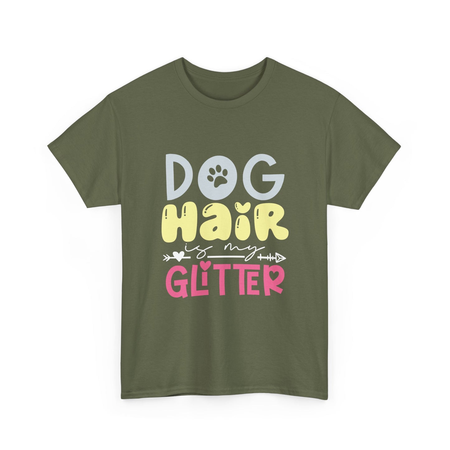 Dog Hair Glitter T-Shirt — Cute Paw Print Pet Lover Tee