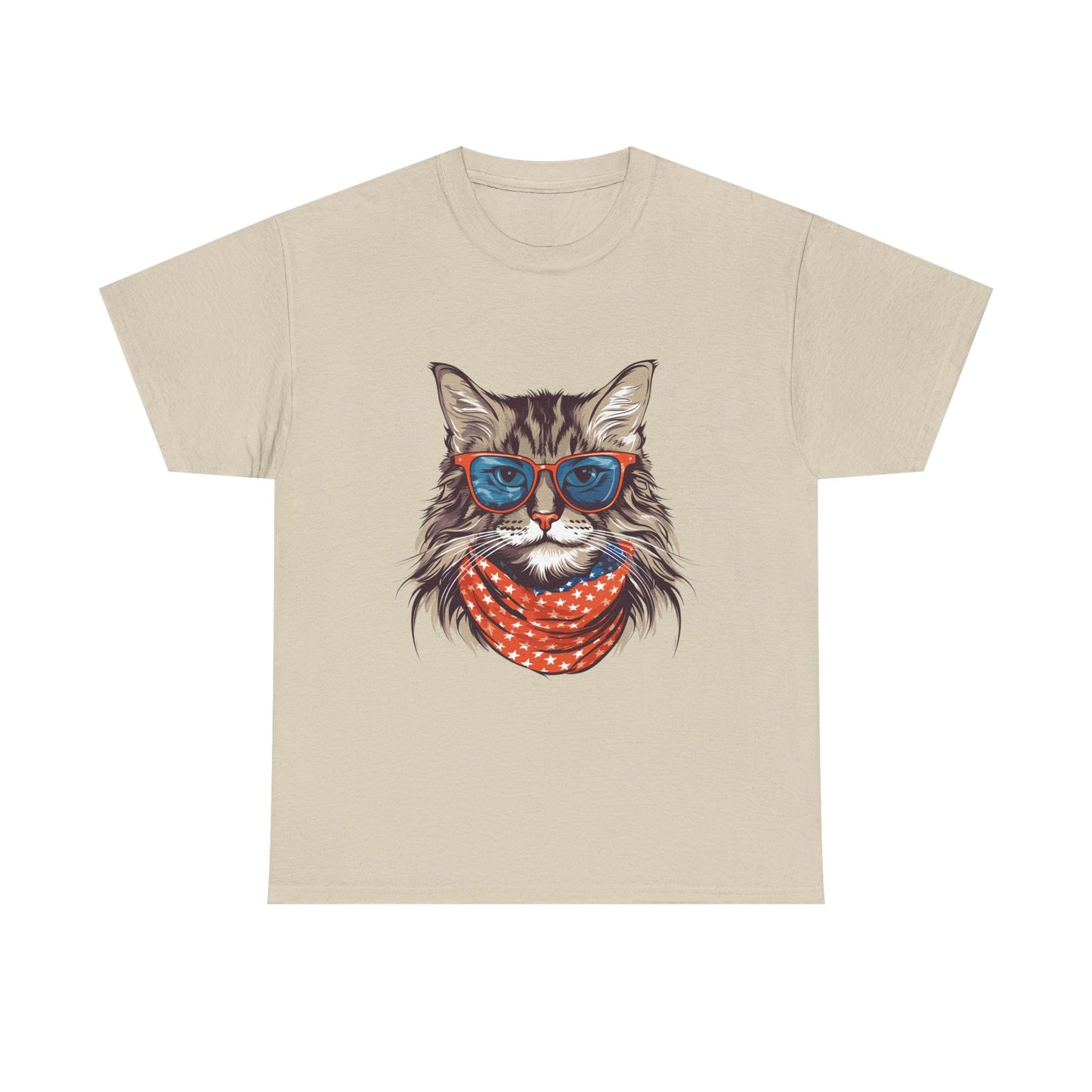Cat with Sunglasses & Bandana T-Shirt — Cool Retro Cat Graphic Tee