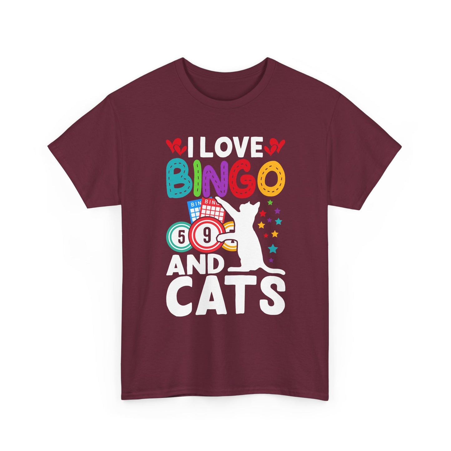 I Love Bingo and Cats T-Shirt — Funny Cat Lover Bingo Tee