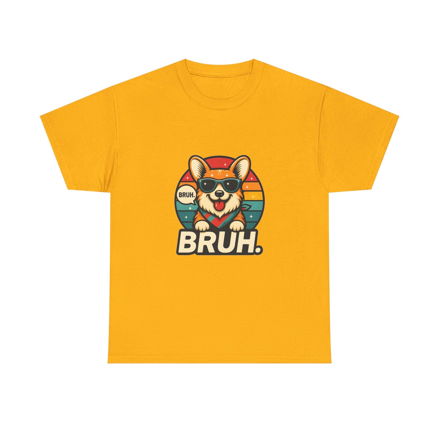 Corgi 'BRUH' Graphic Tee - Retro Sunglasses Dog T-Shirt