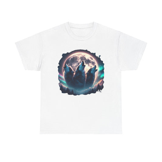 Wolf Moon T-Shirt — Howling Wolves Silhouette at Full Moon Graphic Tee