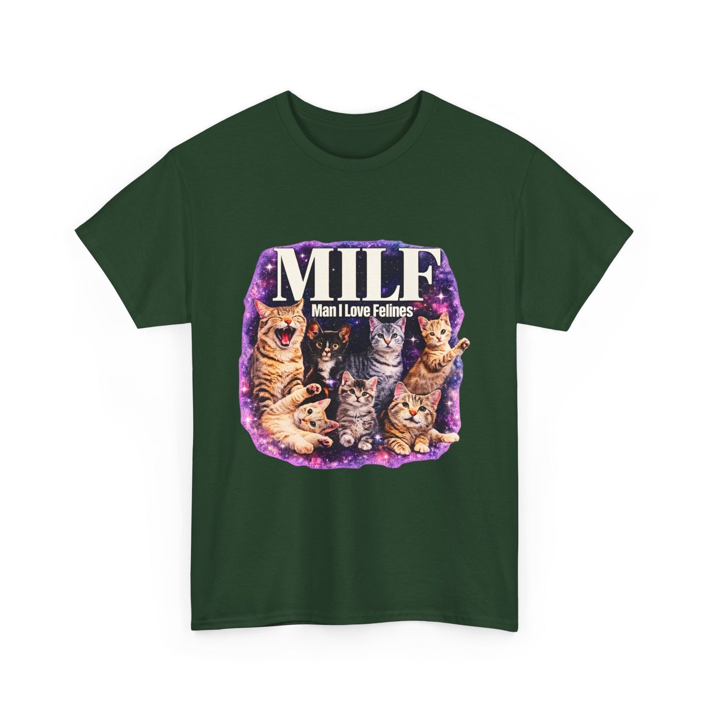Cat Lover Tee — "MILE: Man I Love Felines" Graphic T-Shirt