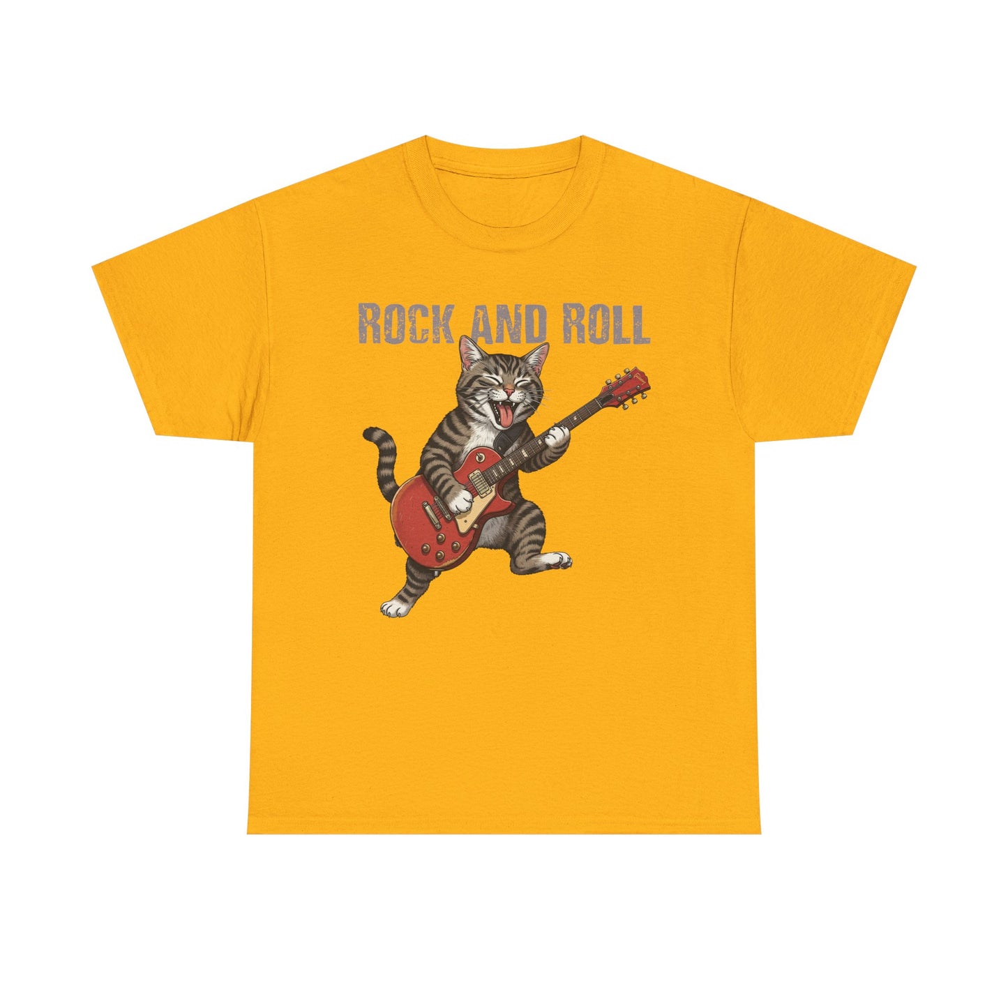Rock and Roll Cat T-Shirt — Vintage Guitar Kitty Graphic Tee