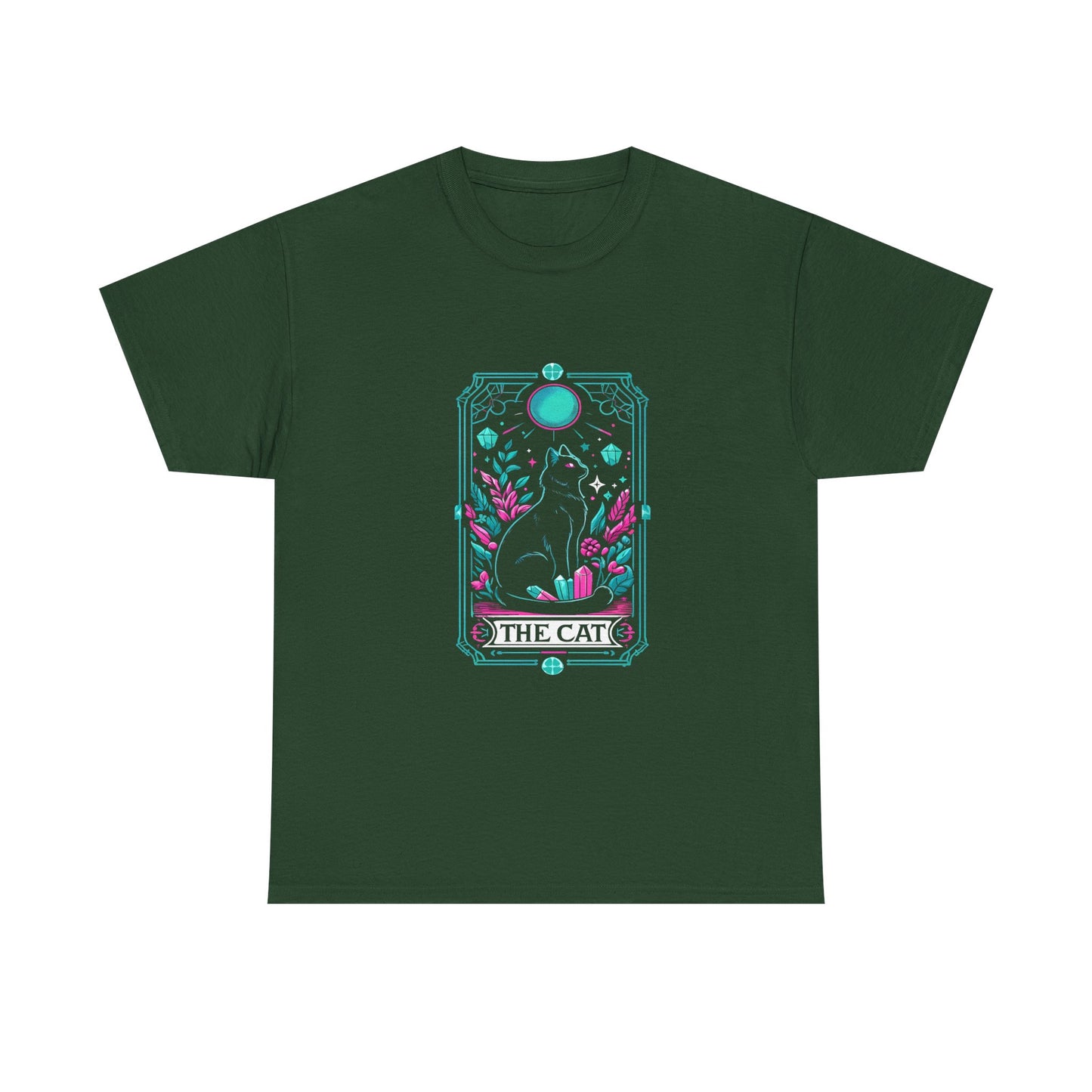 Cat Tarot T-Shirt — "The Cat" Mystical Black Tee