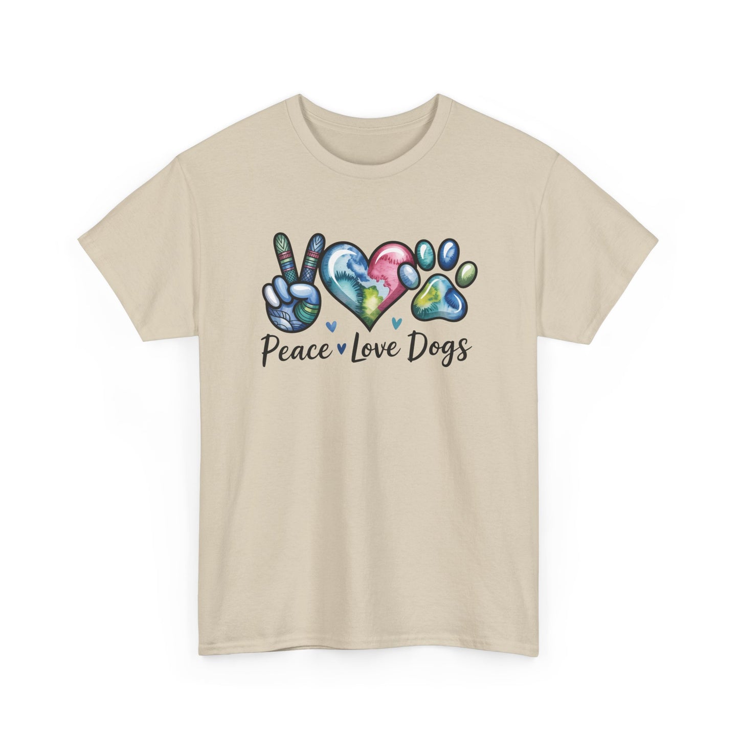 Peace Love Dogs T-Shirt — Cute Paw Print Graphic Tee for Dog Lovers
