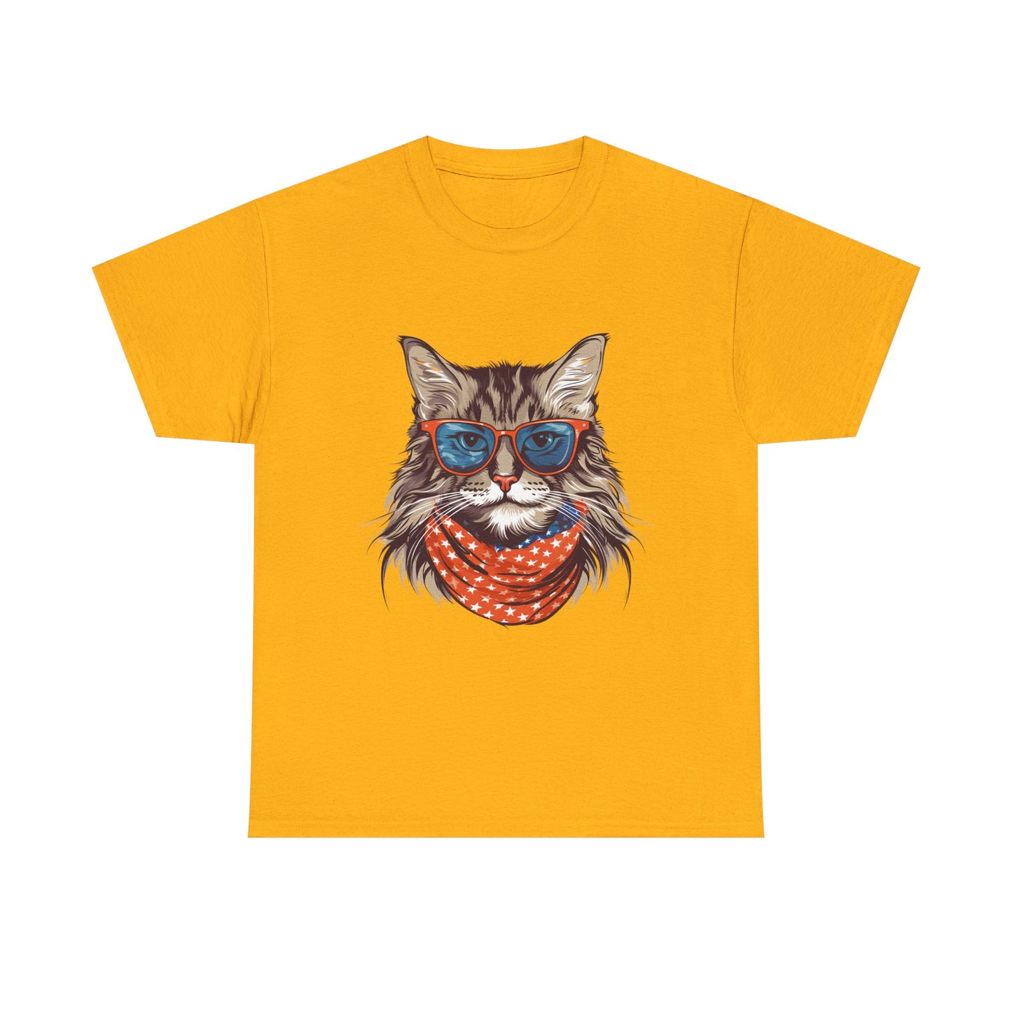Cat with Sunglasses & Bandana T-Shirt — Cool Retro Cat Graphic Tee