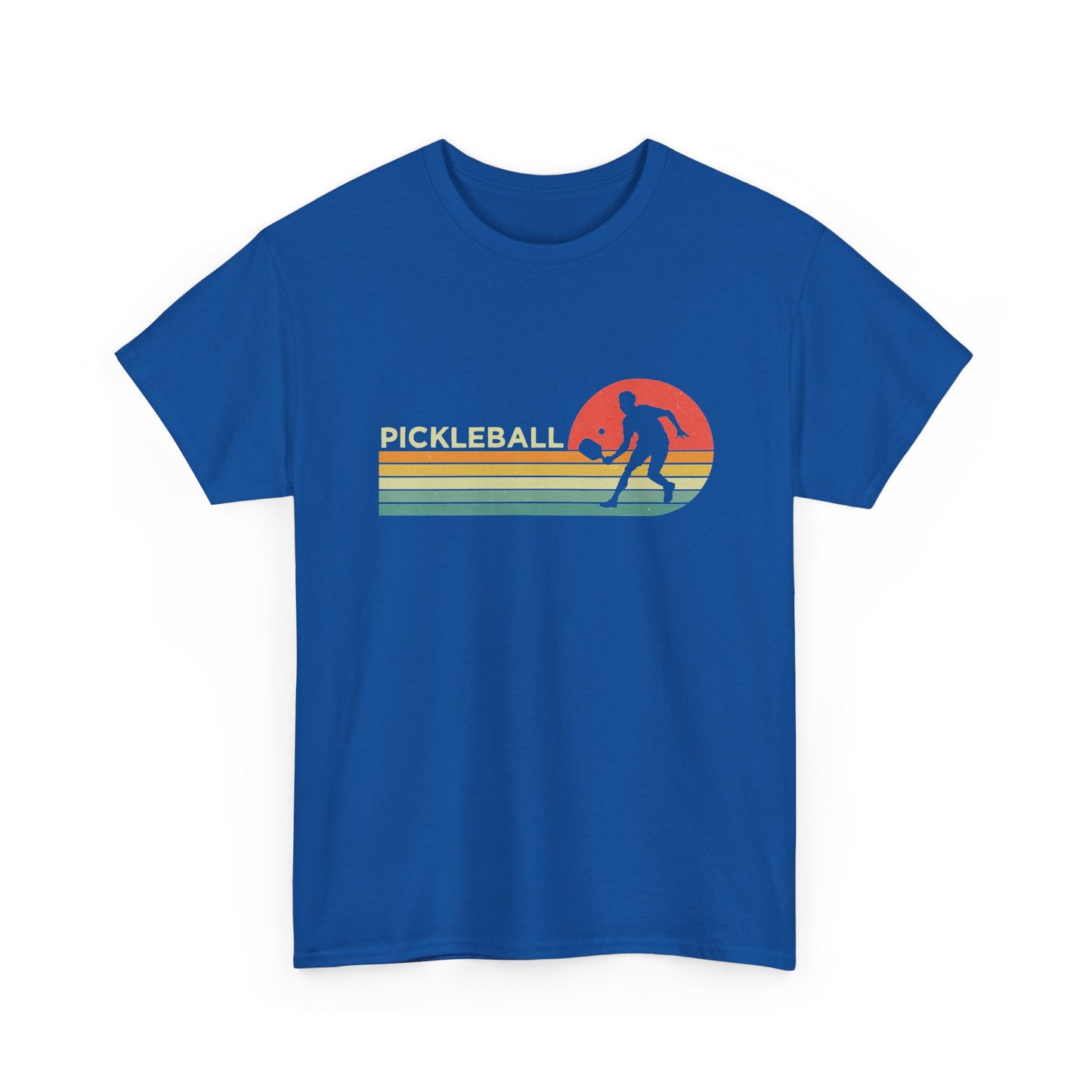 Pickleball Retro Sunset Tee — Vintage Striped Pickleball Player T-Shirt