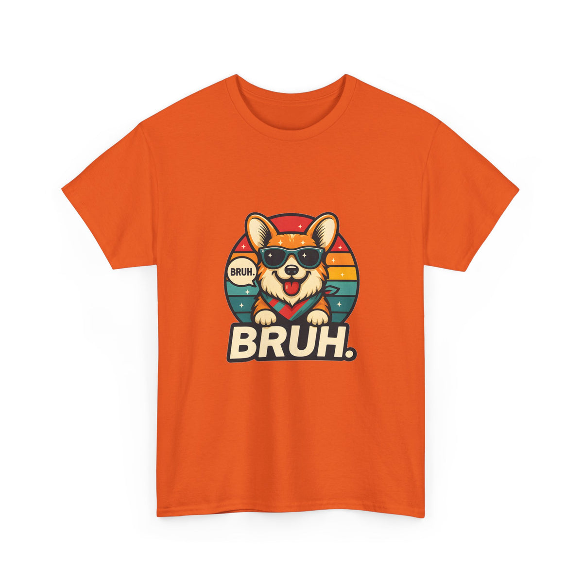 Corgi 'BRUH' Graphic Tee - Retro Sunglasses Dog T-Shirt