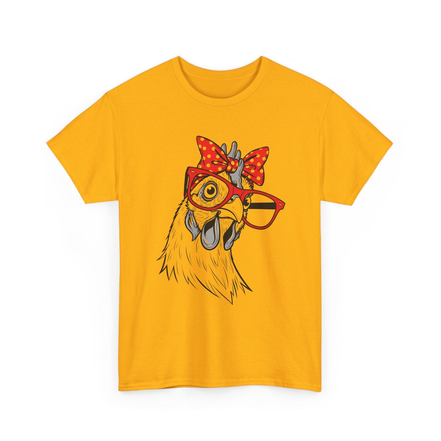 Chicken with Polka Dot Bow Tee - Cute Retro Hen Graphic T-Shirt