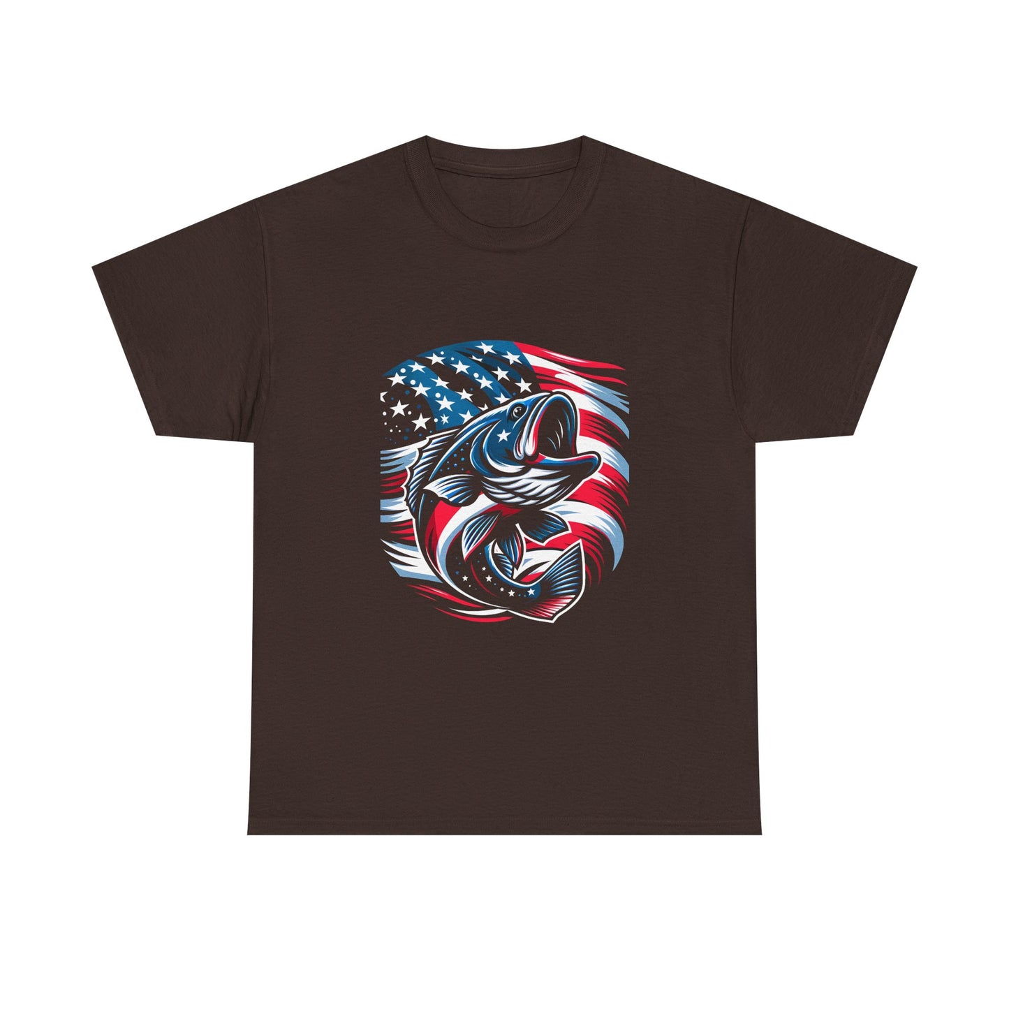 Fishing Bass T-Shirt with American Flag — Patriotic Angler Tee