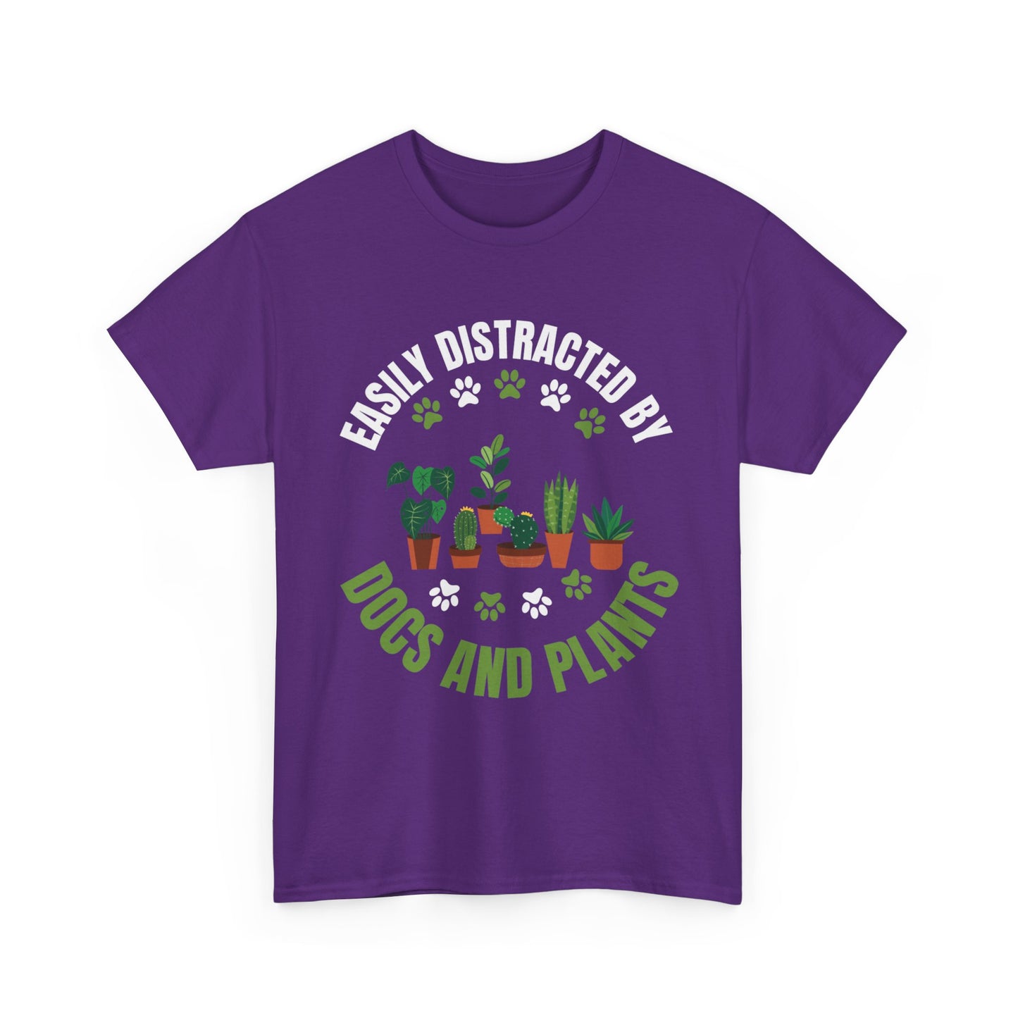 T‑Shirt — "Easily Distracted by Dogs and Plants" Graphic Tee for Dog Lovers & Plant Parents