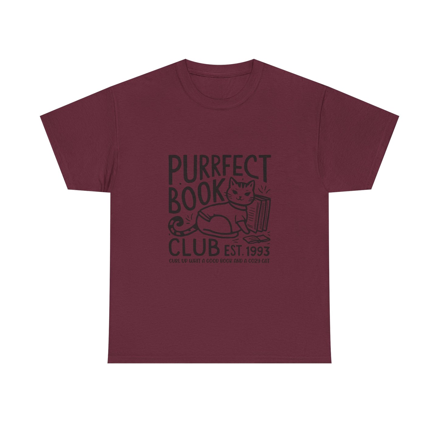 Purrfect Book Club T-Shirt — Cute Cat & Books Graphic Tee for Readers