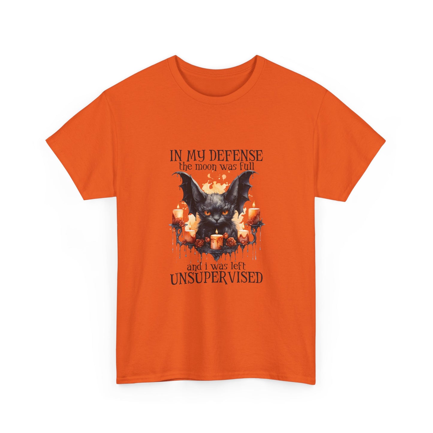 Bat Candle Tee - "In My Defense the Moon Was Full" Halloween Graphic T-Shirt