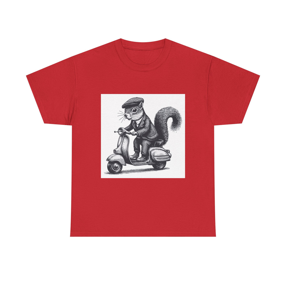 Squirrel on Scooter T-Shirt — Retro Riding Animal Tee