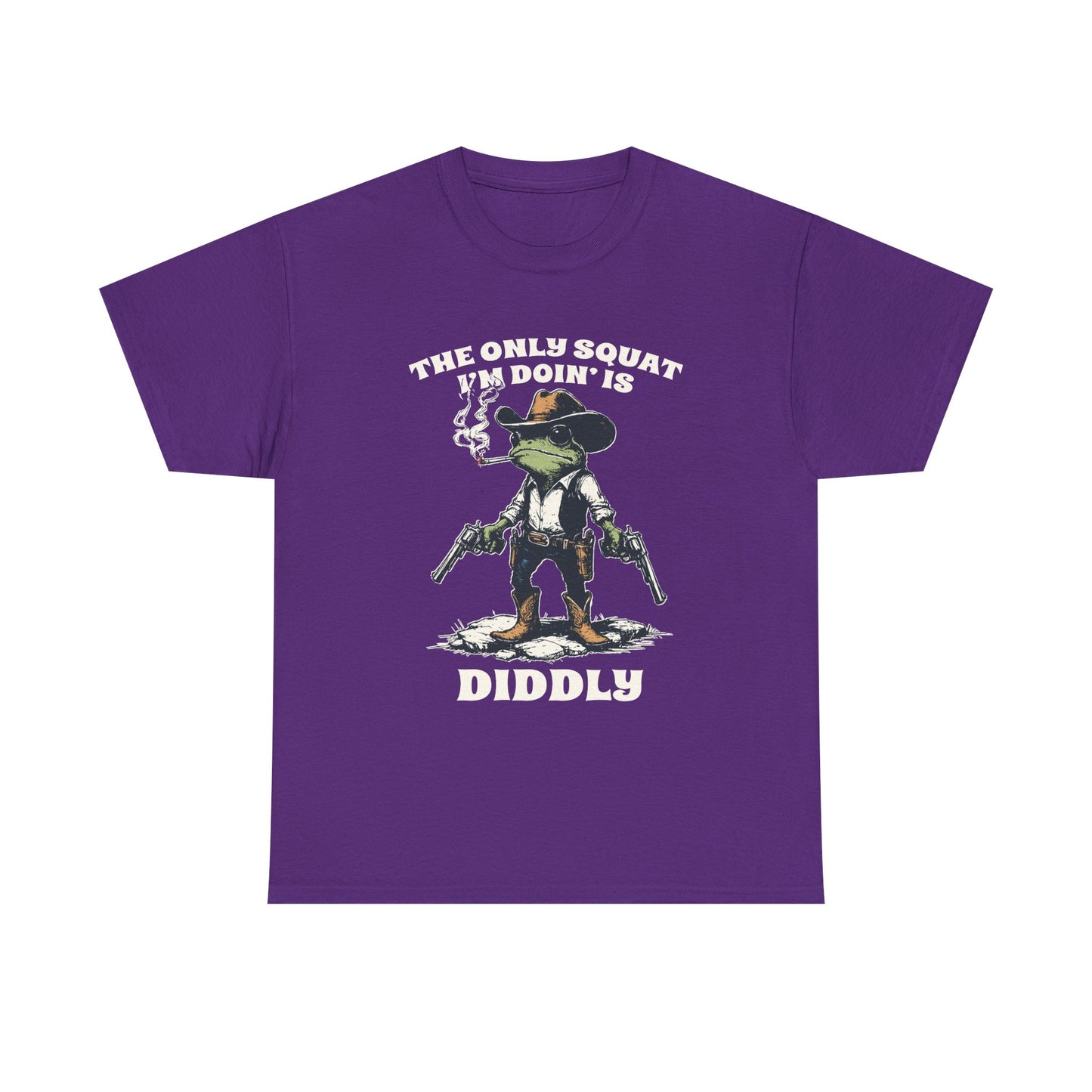 T-Shirt - 'The Only Squat I'm Doin' Is Diddly' Funny Frog Cowboy Graphic Tee