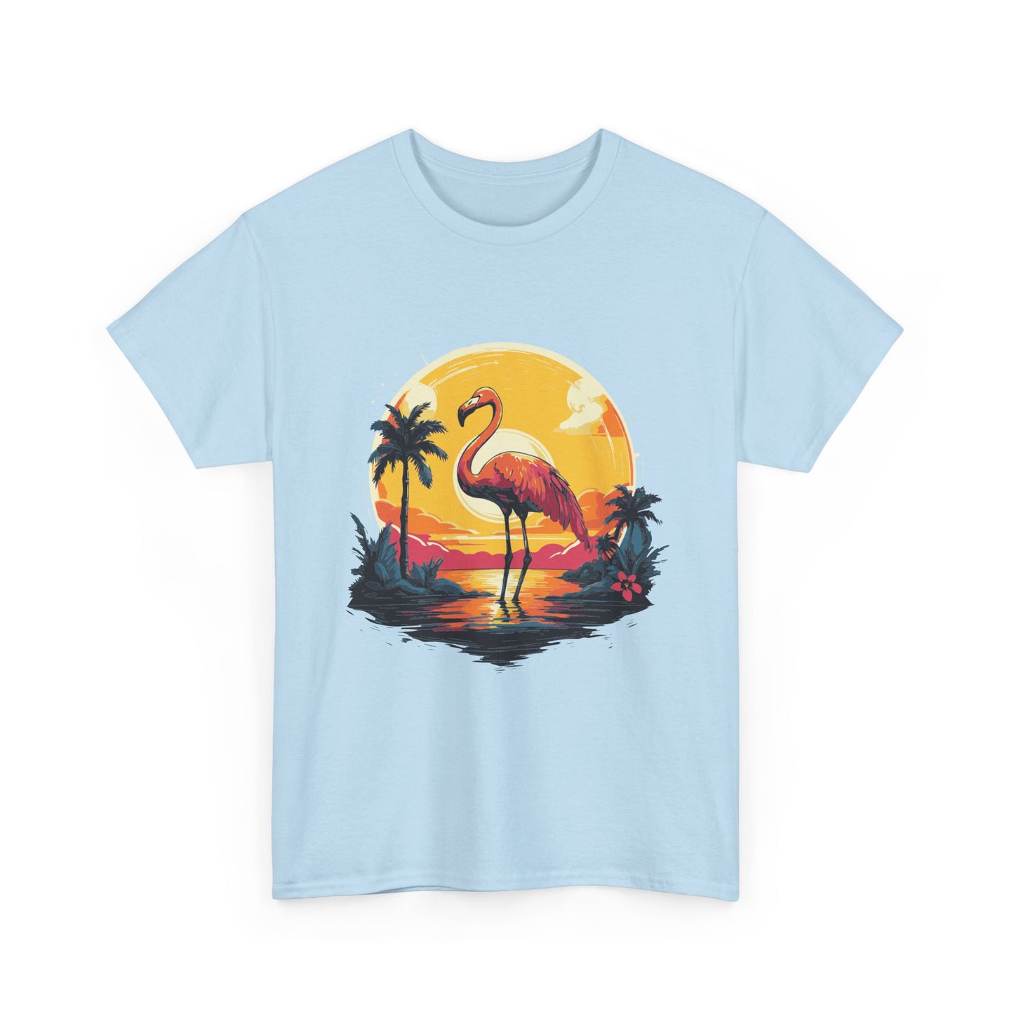 Flamingo Sunset Tee — Tropical Beach Vintage Graphic T-Shirt