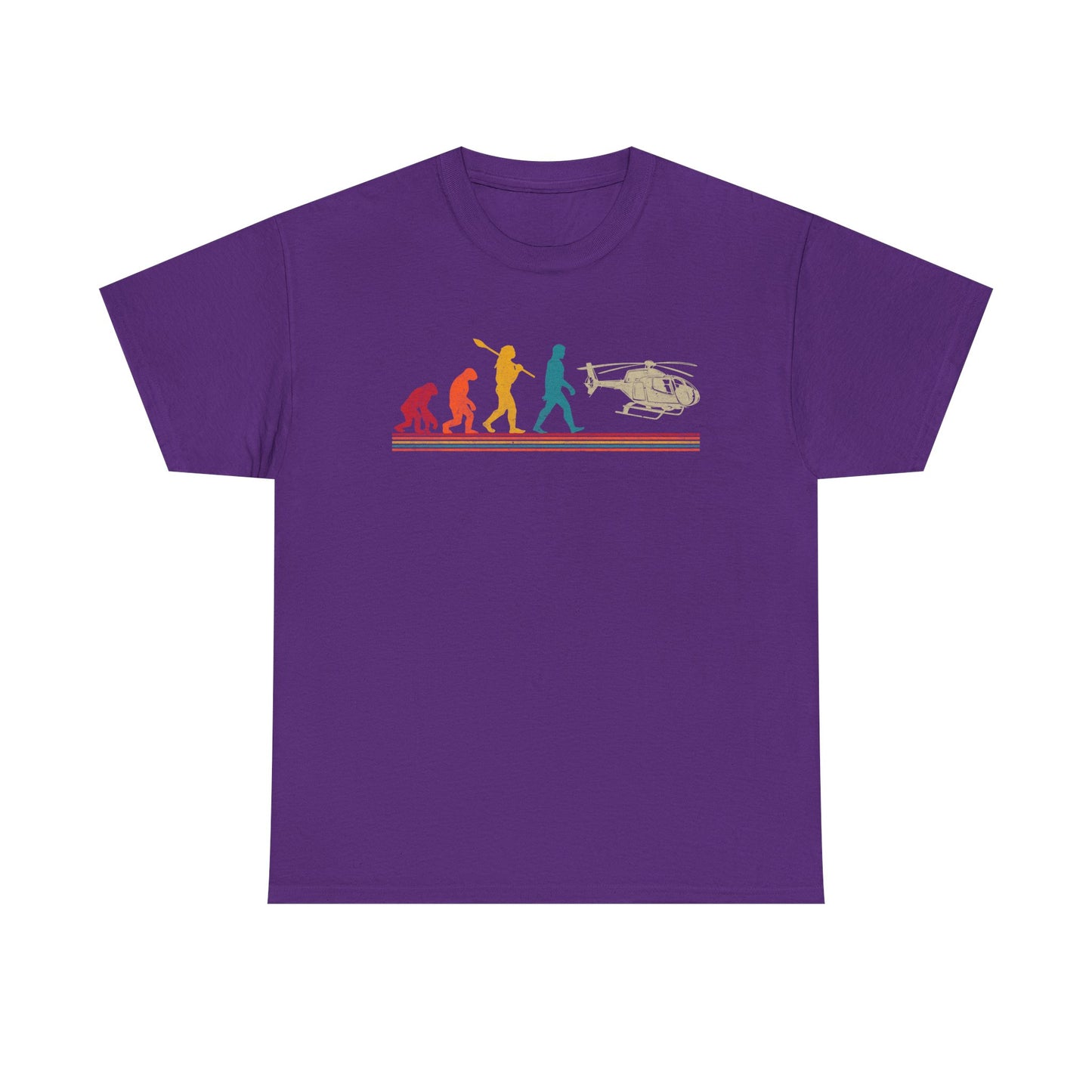 T-Shirt - Evolution of Man to Helicopter Vintage Graphic Tee