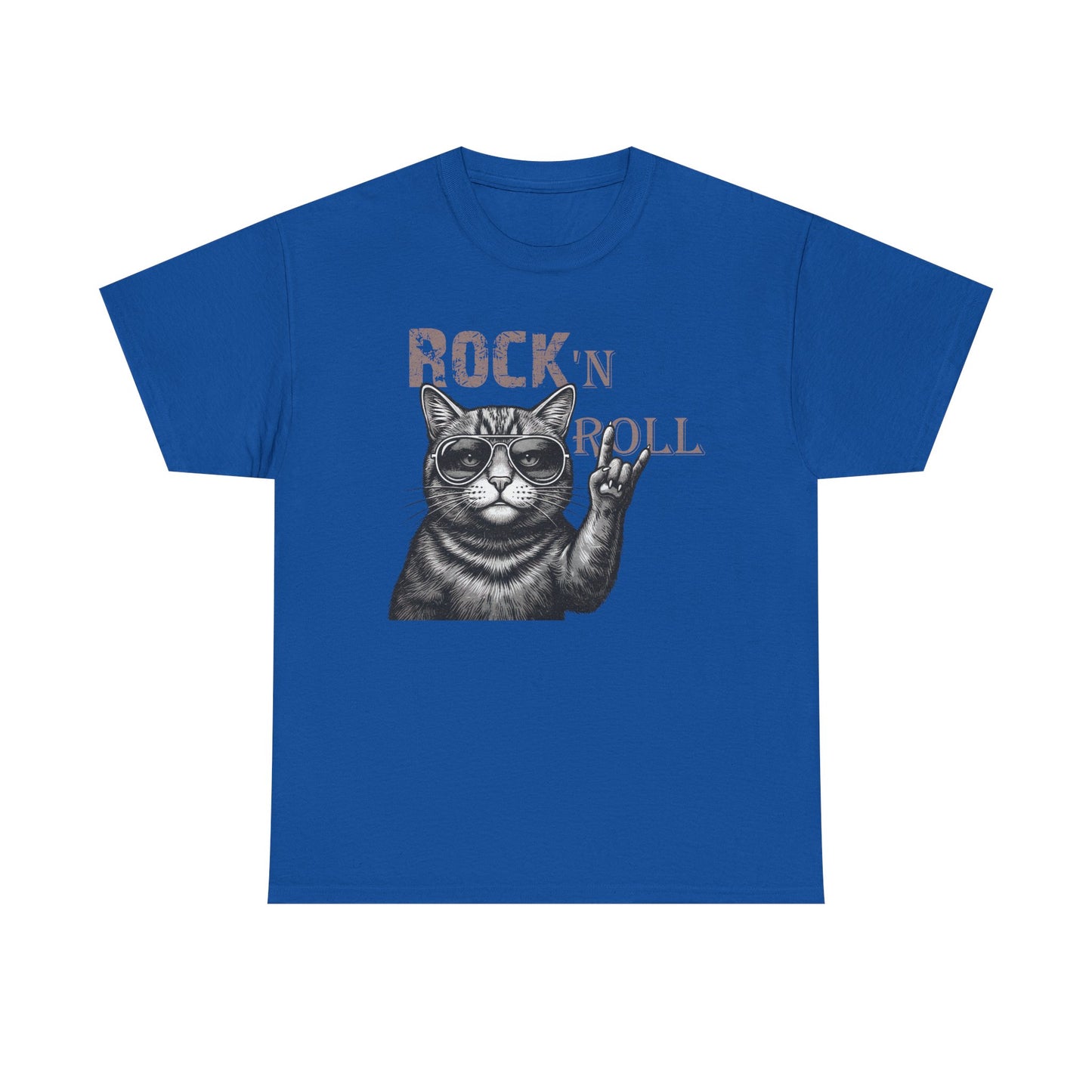 Rock 'N Roll Cat T-Shirt — Retro Cat Making Rock Hand Sign Tee