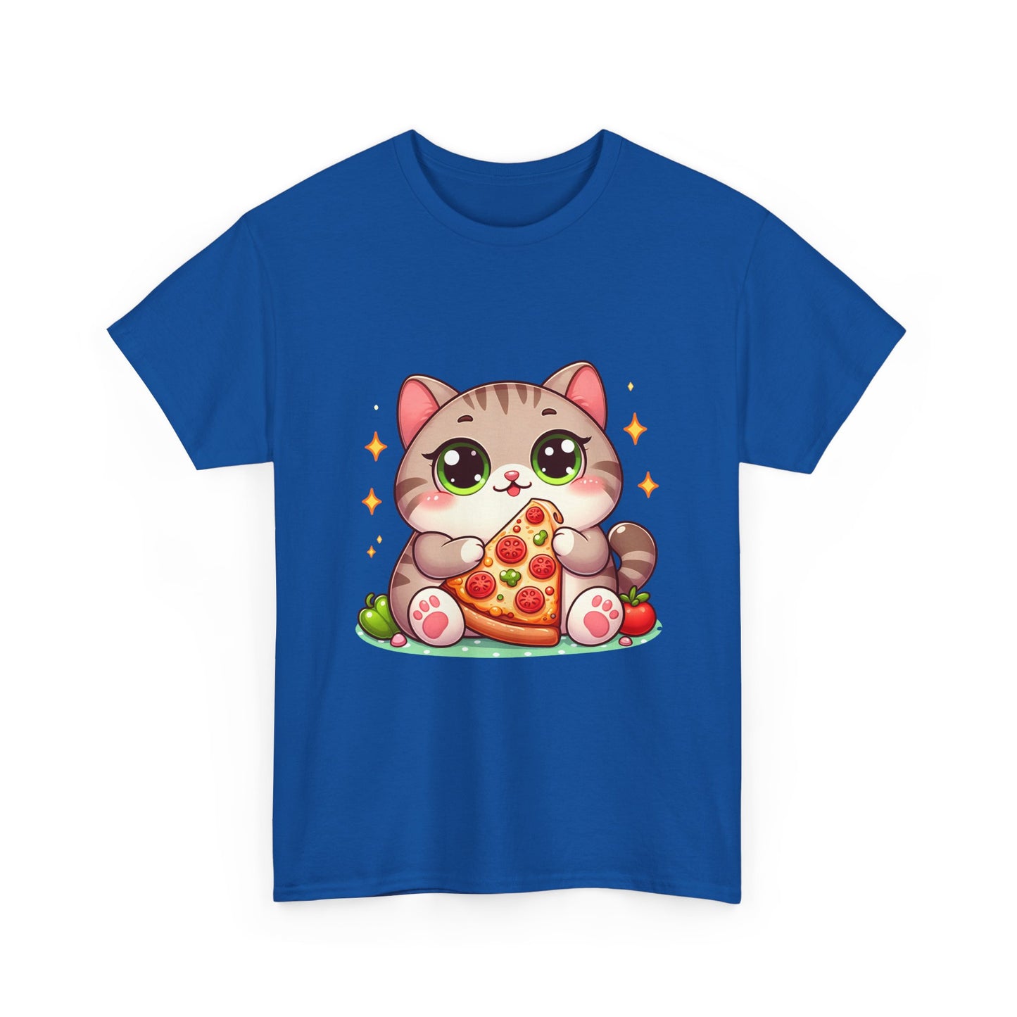 Cute Cat Eating Pizza T-Shirt — Kawaii Cat Pizza Tee